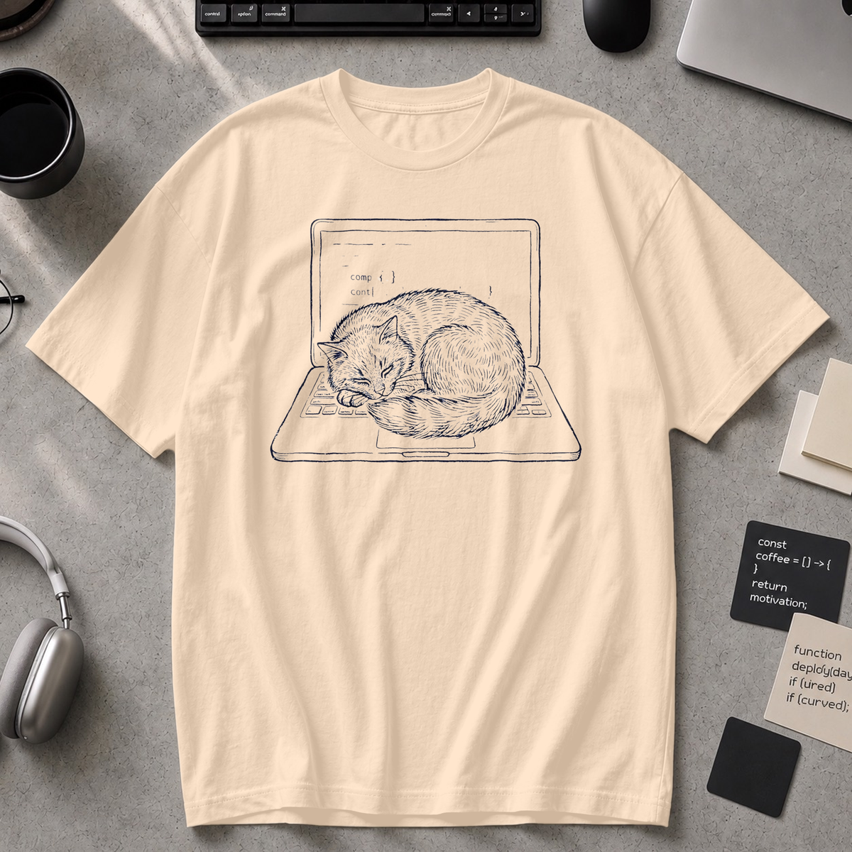 Coding Cat Nap Premium Shirt - Ivory