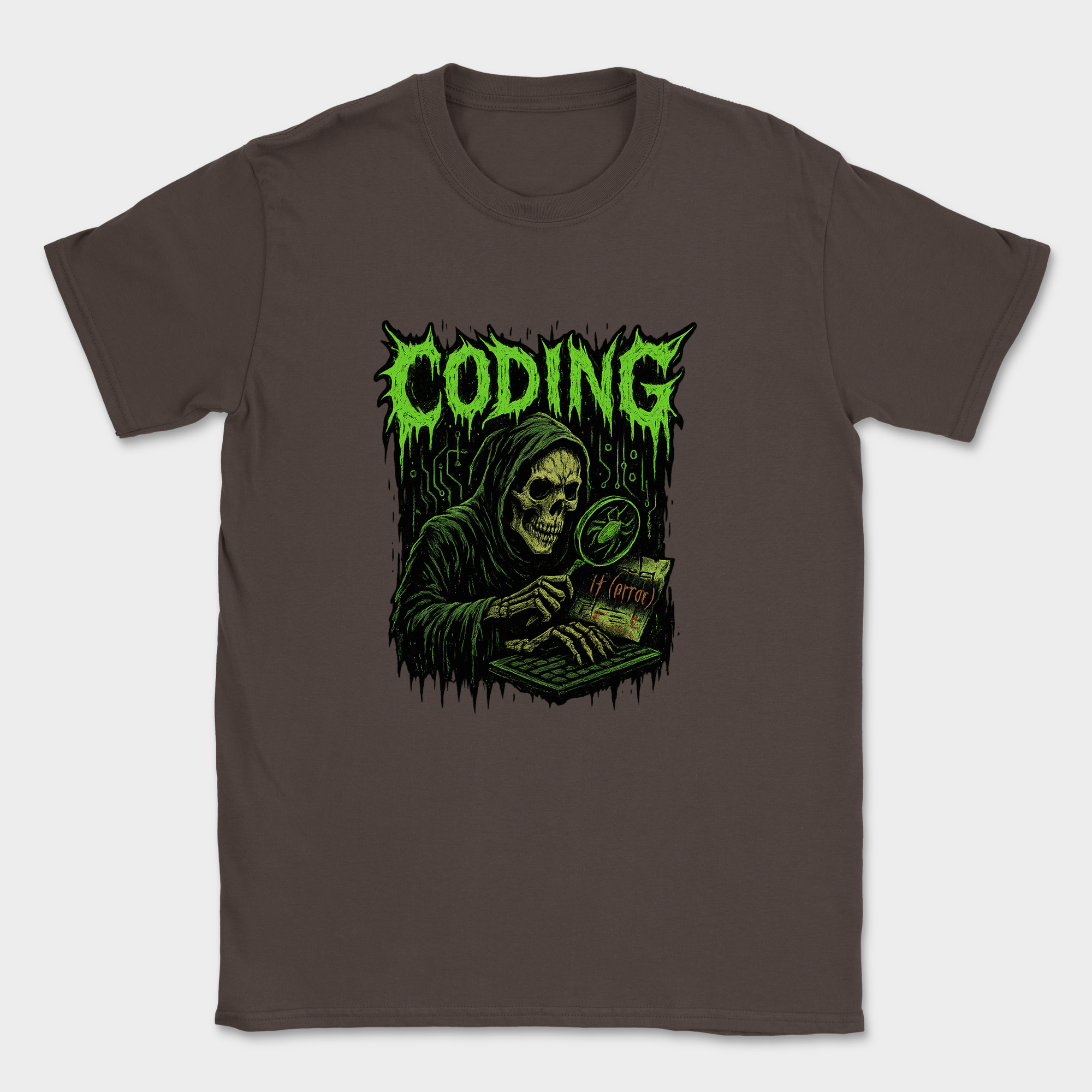 Coding Skull shirt — Dark Chocolate