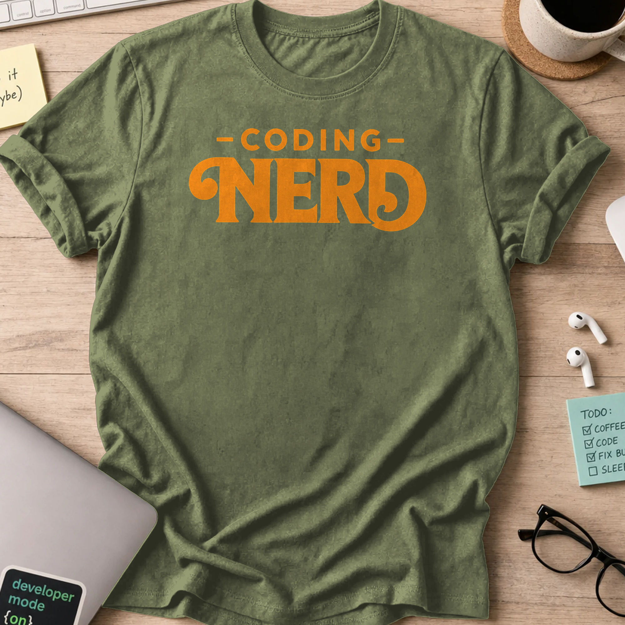 coding nerd shirt - Military Green