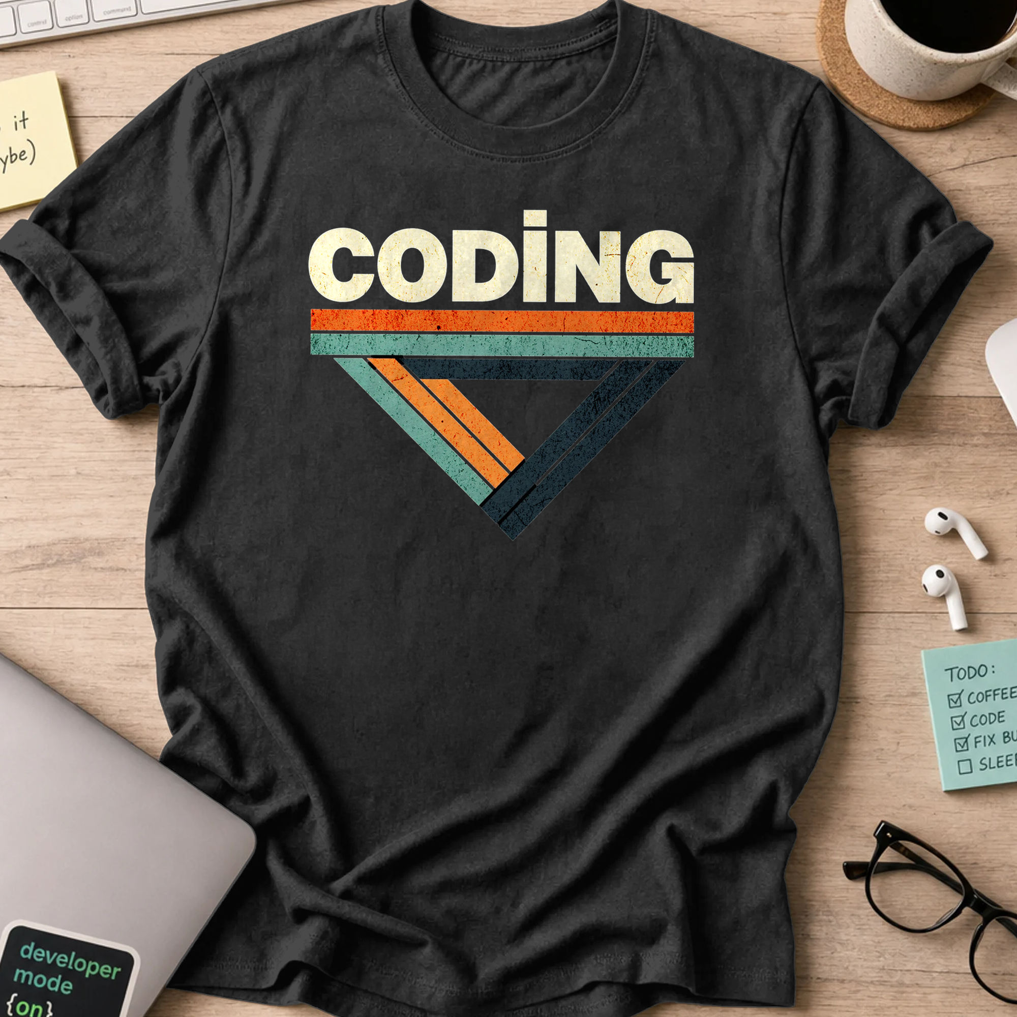 coding retro text shirt - Black