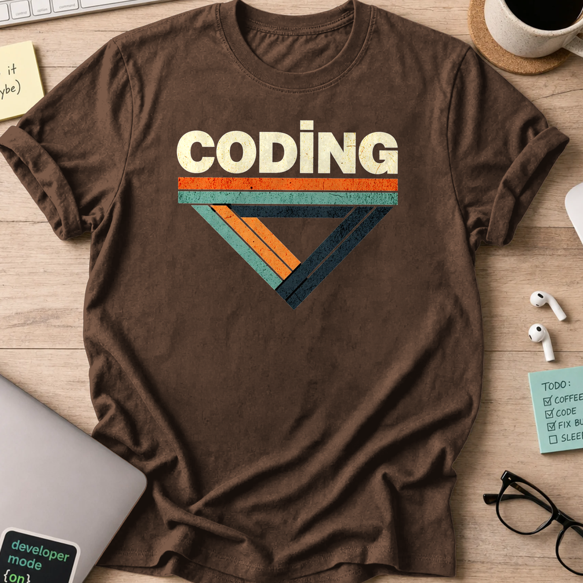 coding retro text shirt - Dark Chocolate