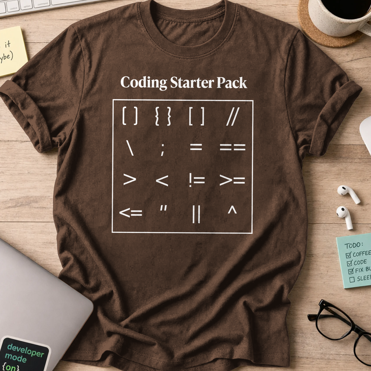 coding starter pack shirt - Dark Chocolate