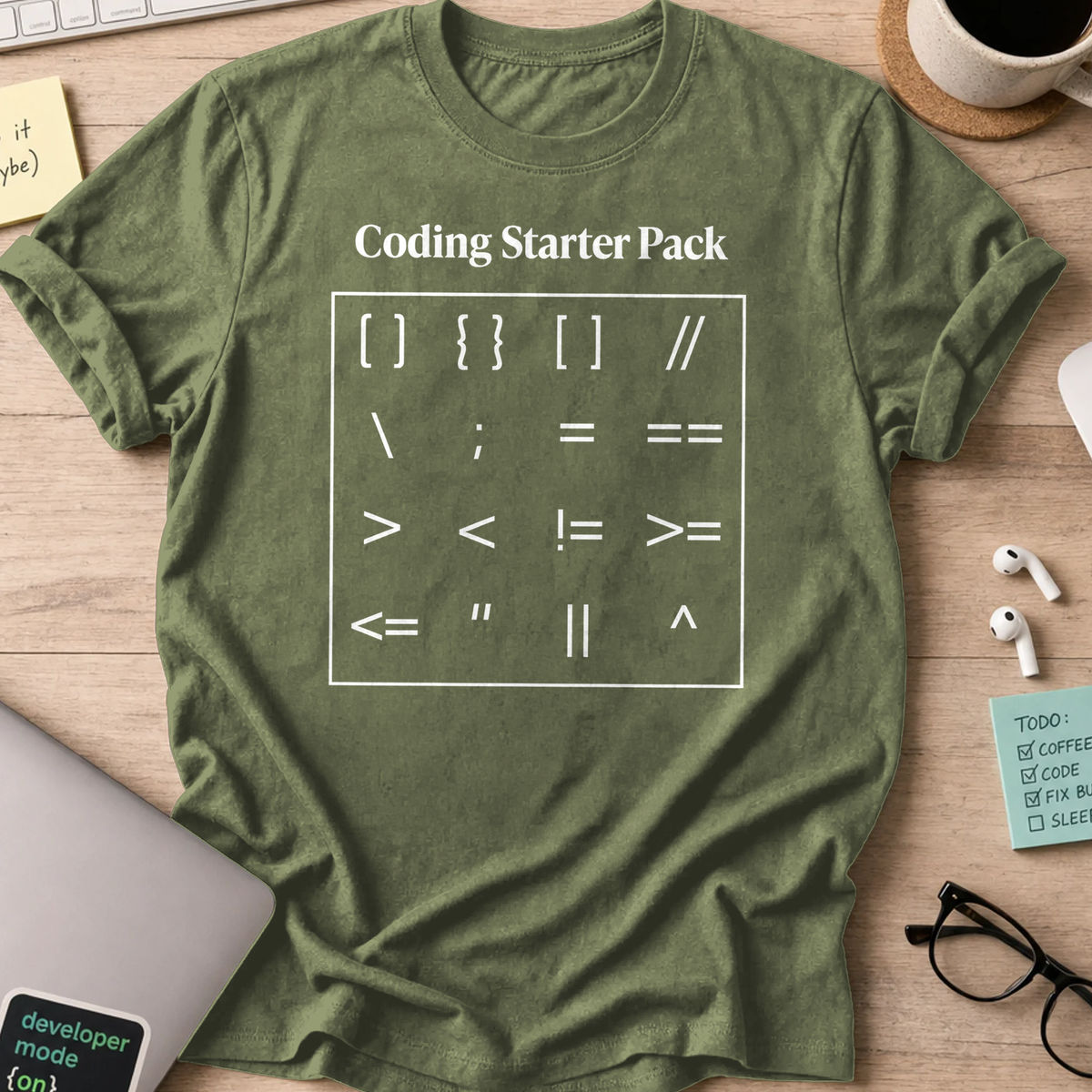 coding starter pack shirt - Military Green