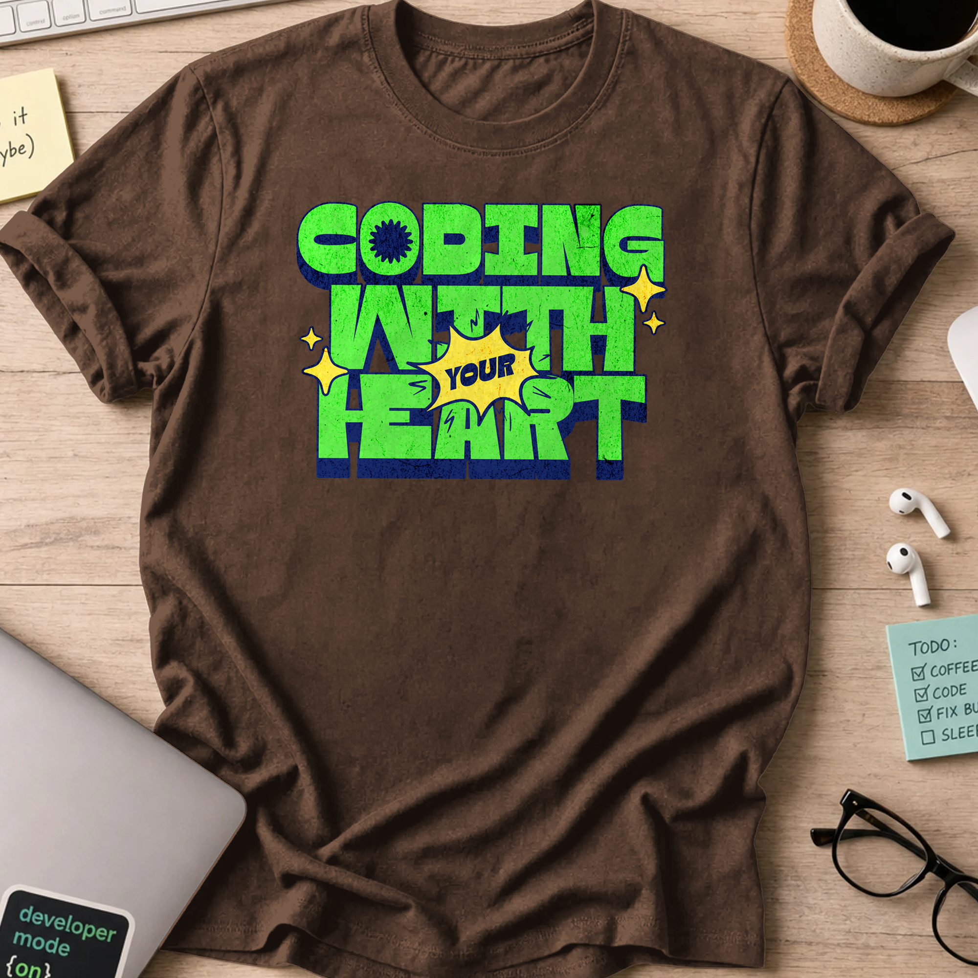 coding with your heart shirt - Dark Chocolate