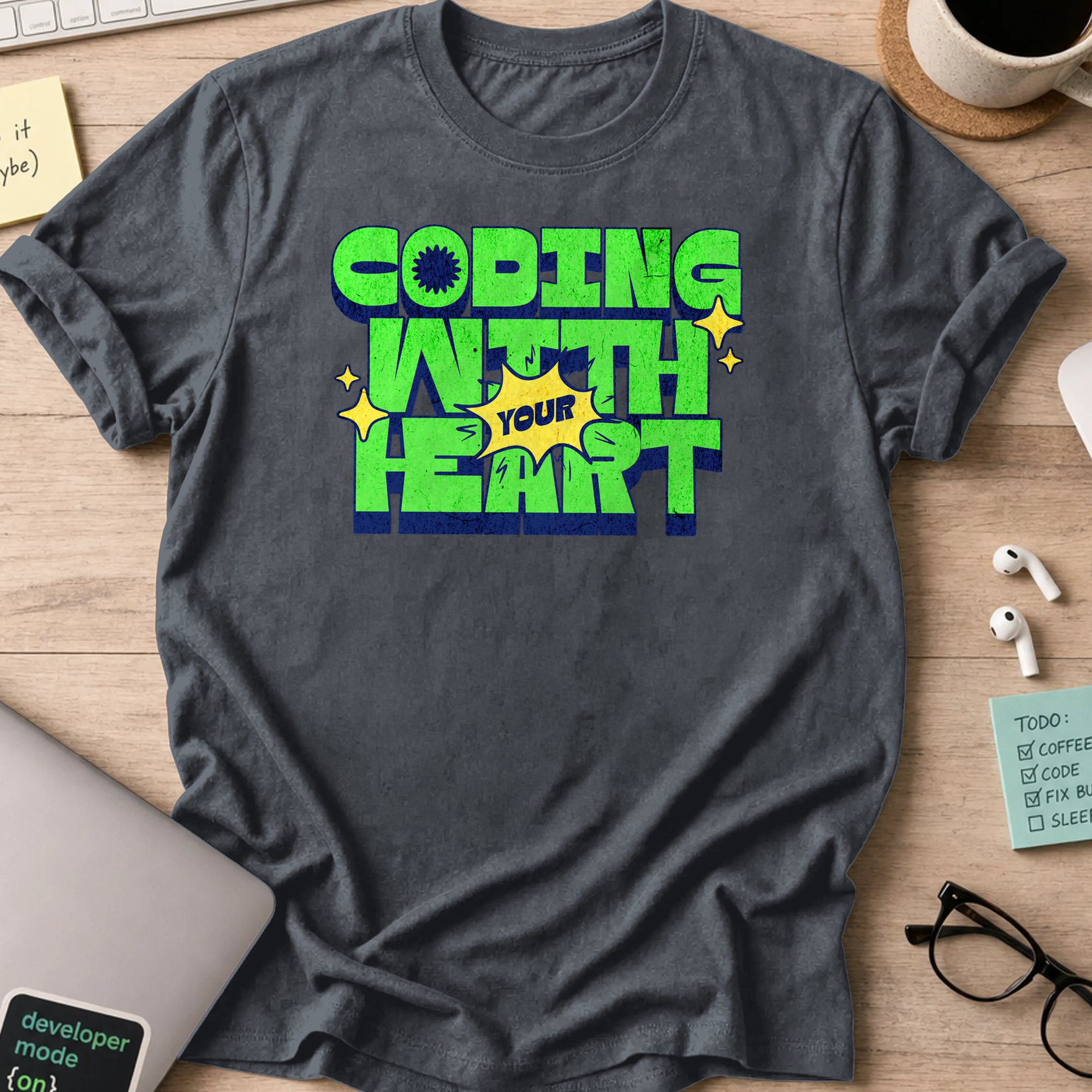coding with your heart shirt - Dark Heather