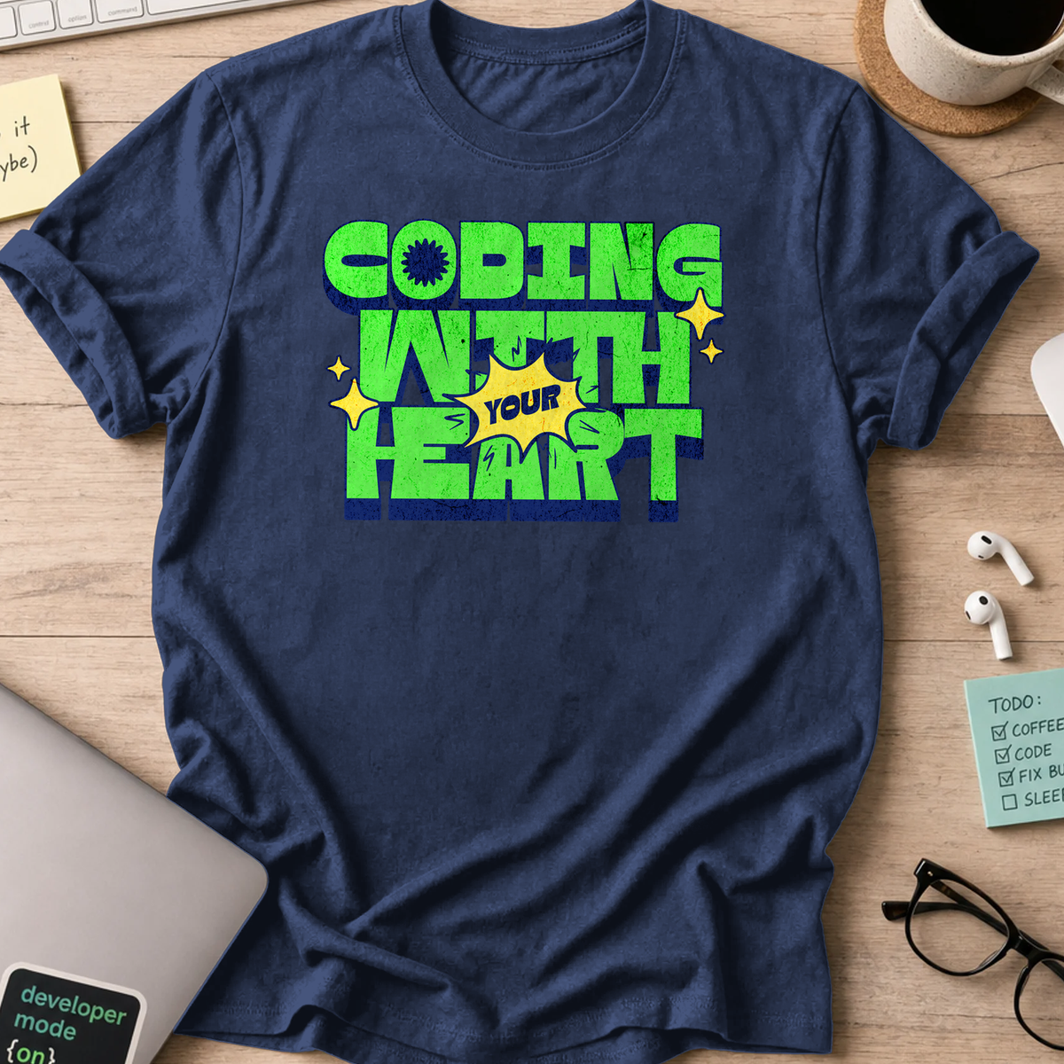 coding with your heart shirt - Navy
