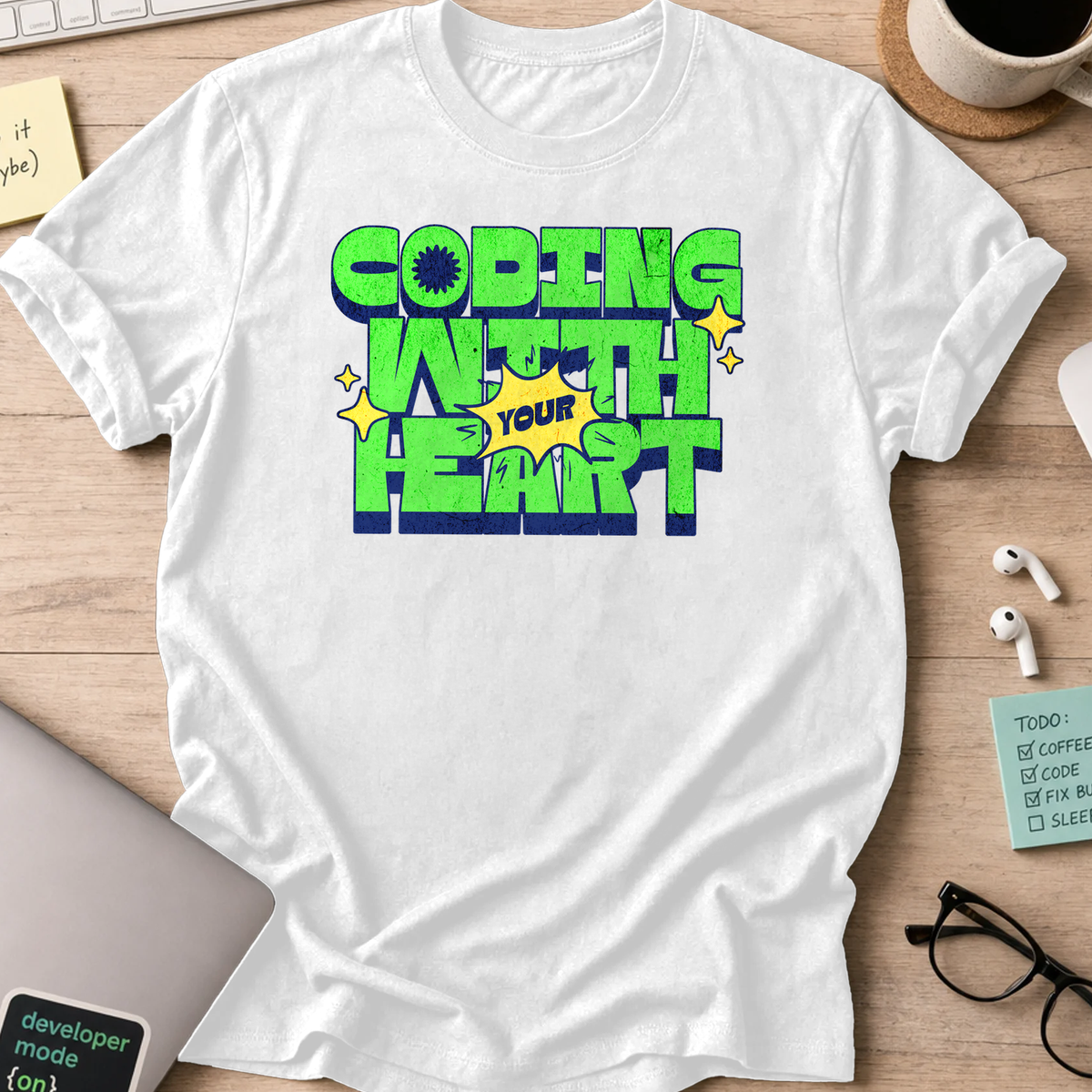 coding with your heart shirt - White