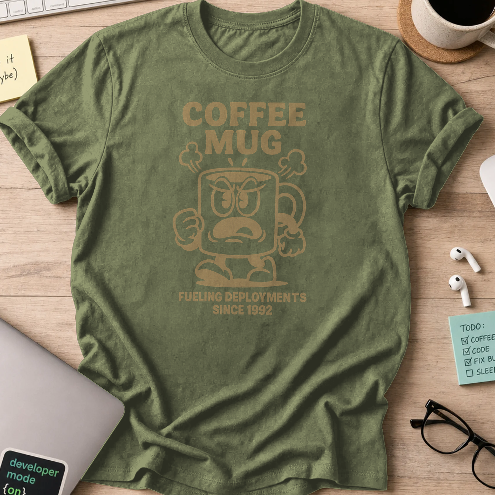 coffee mug fueling deployments since 1992 shirt - Military Green