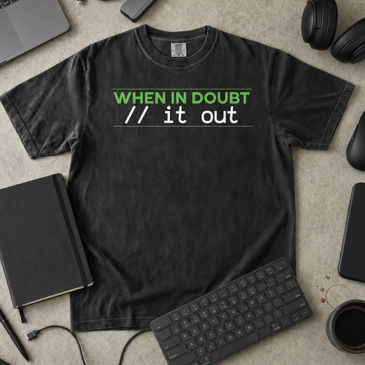 comment it out Premium Shirt — black Premium Shirt mock-up