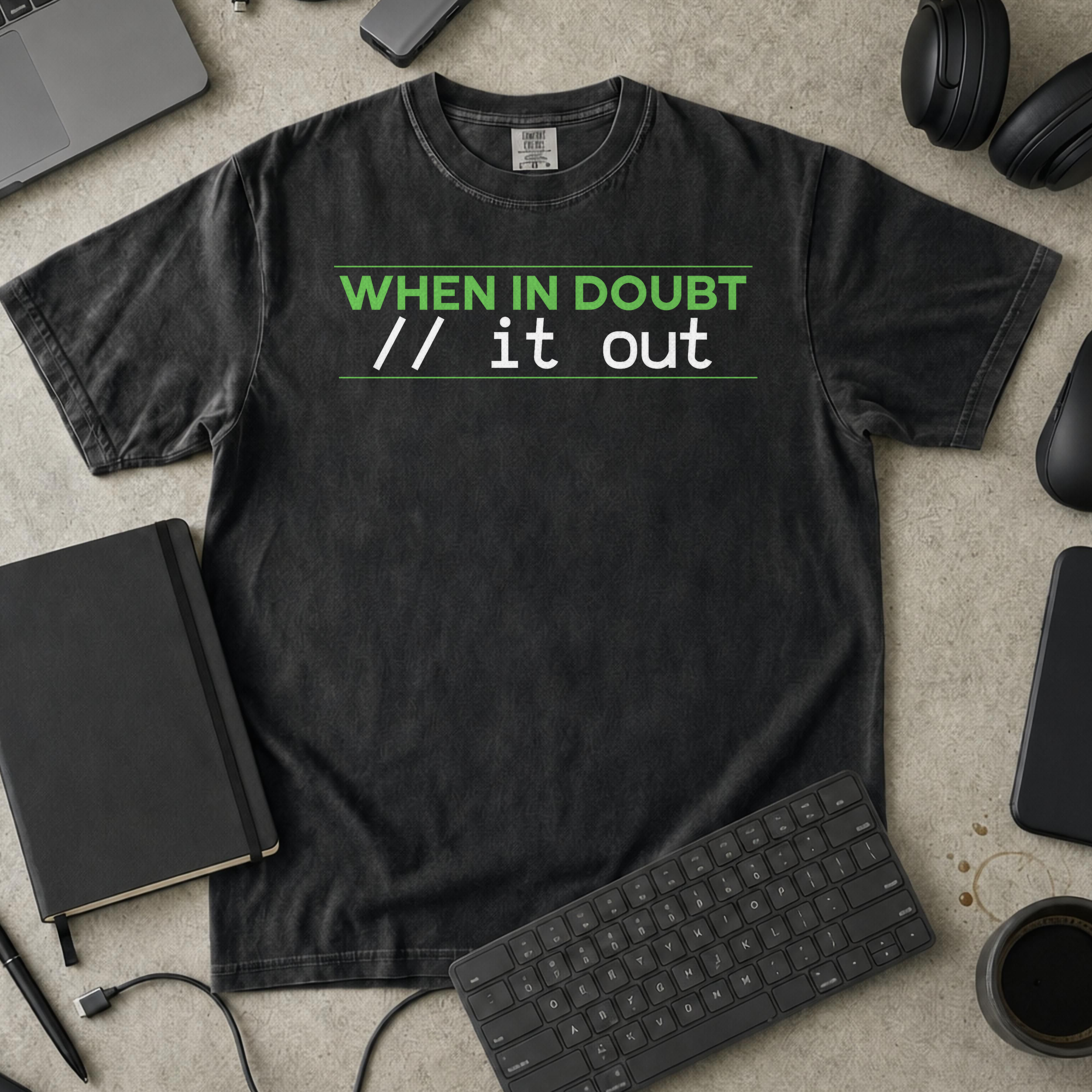 comment it out Premium Shirt — black Premium Shirt mock-up