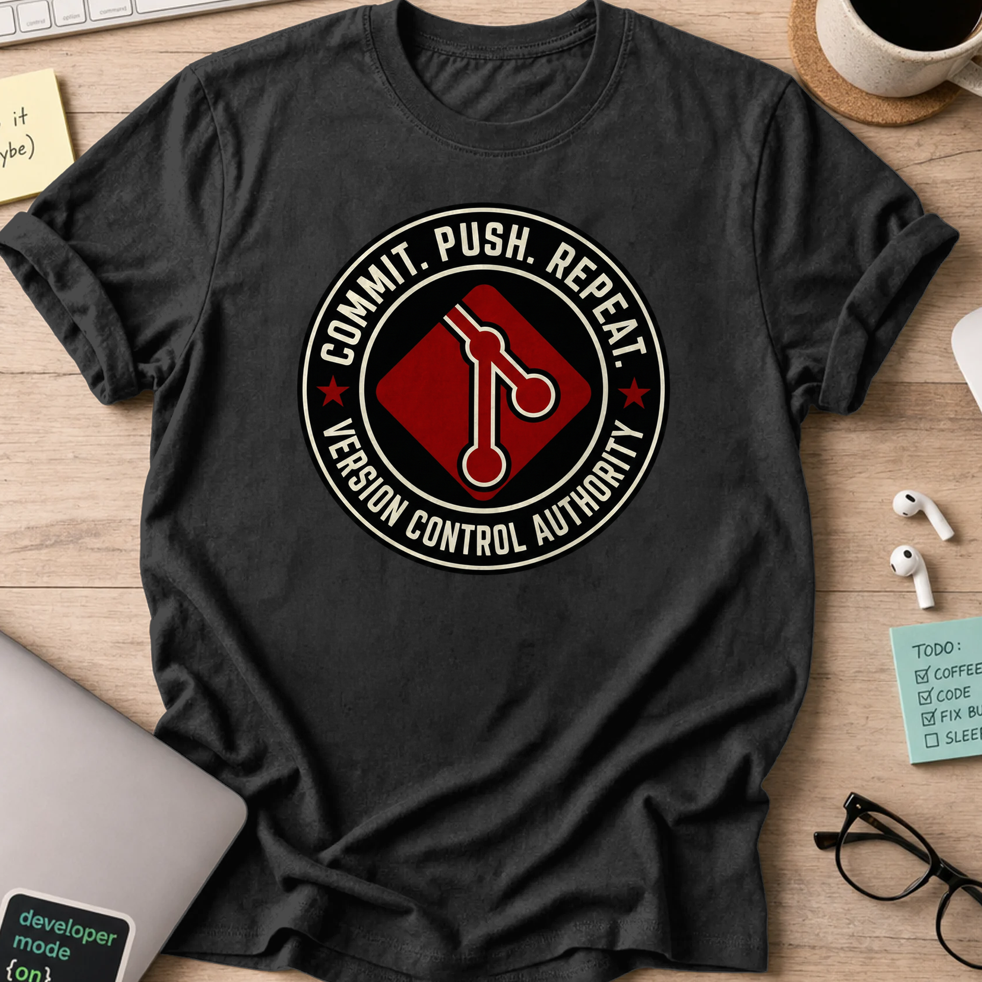 commit push repeat shirt - Black