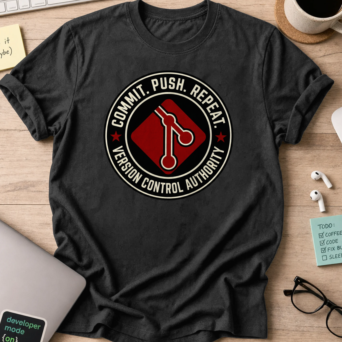 commit push repeat shirt - Black