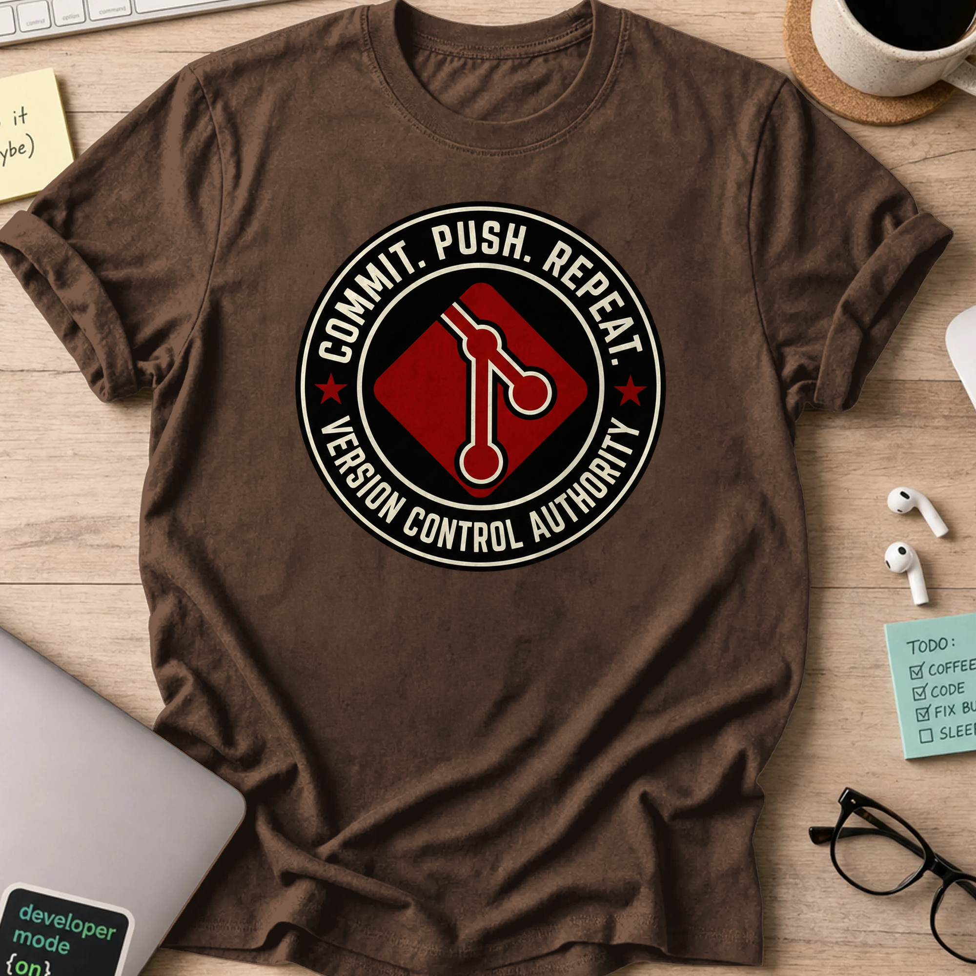 commit push repeat shirt - Dark Chocolate