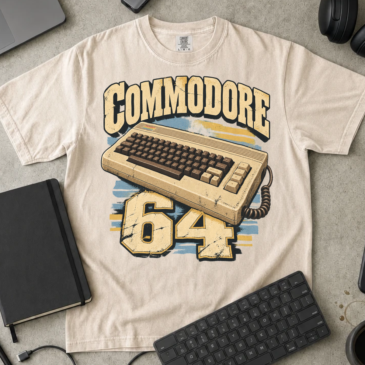 Commodore 64 Shirt — Ivory Comfort Colors 1717 flat lay