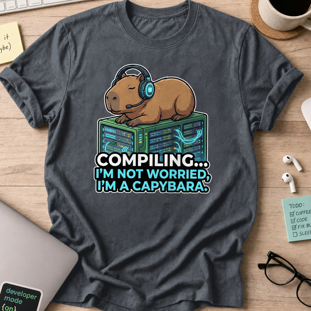 compiling im a capybara shirt - Dark Heather