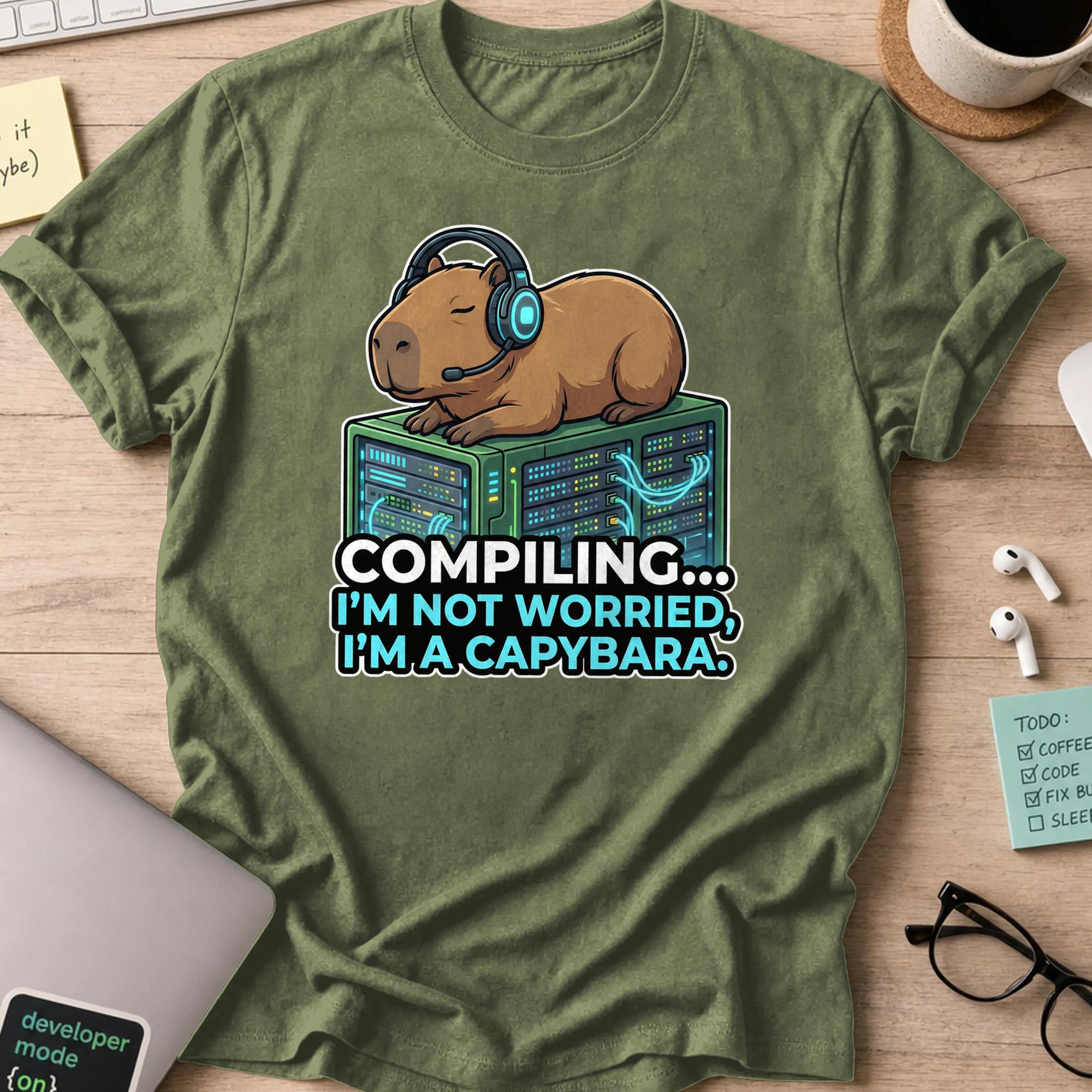 compiling im a capybara shirt - Military Green