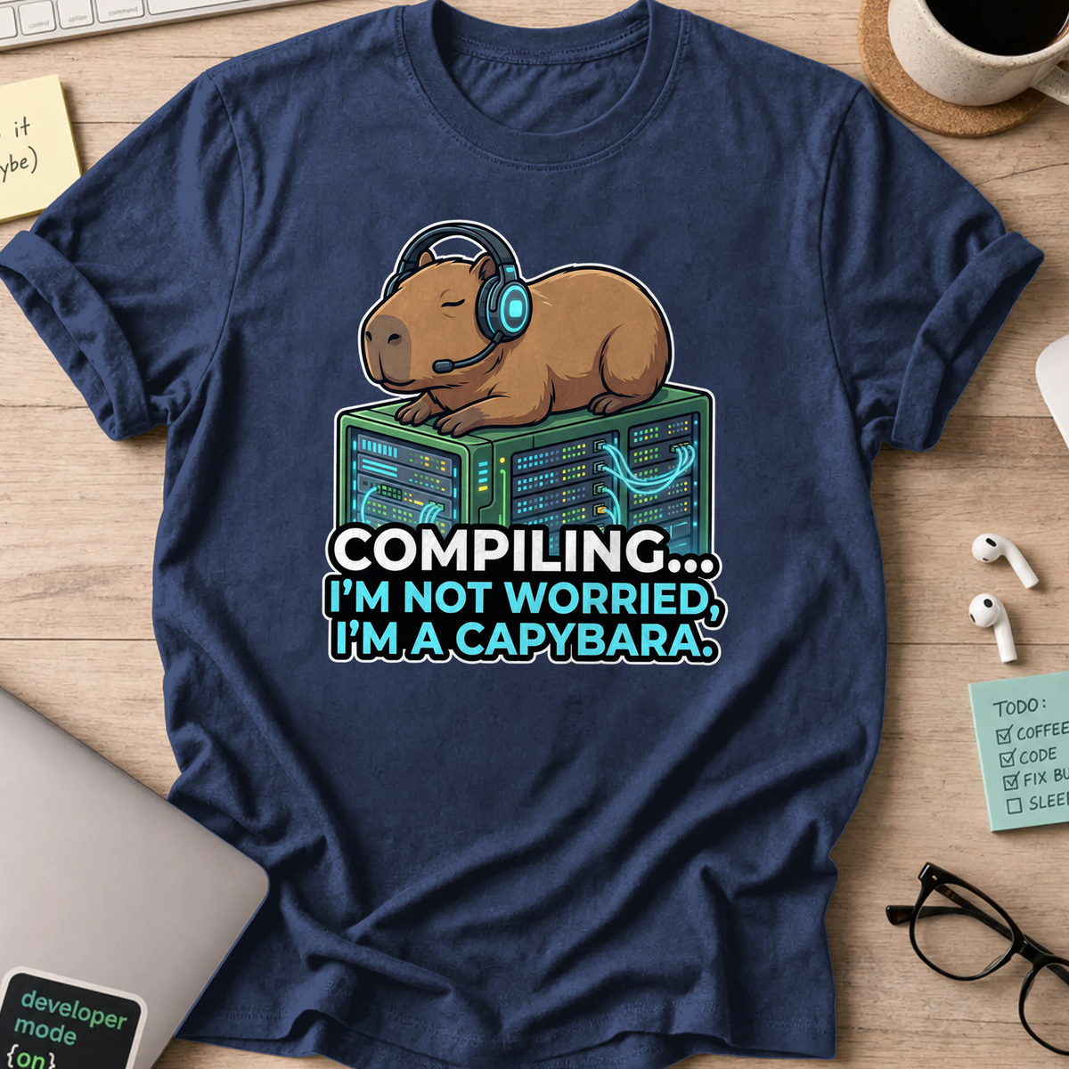 compiling im a capybara shirt - Navy