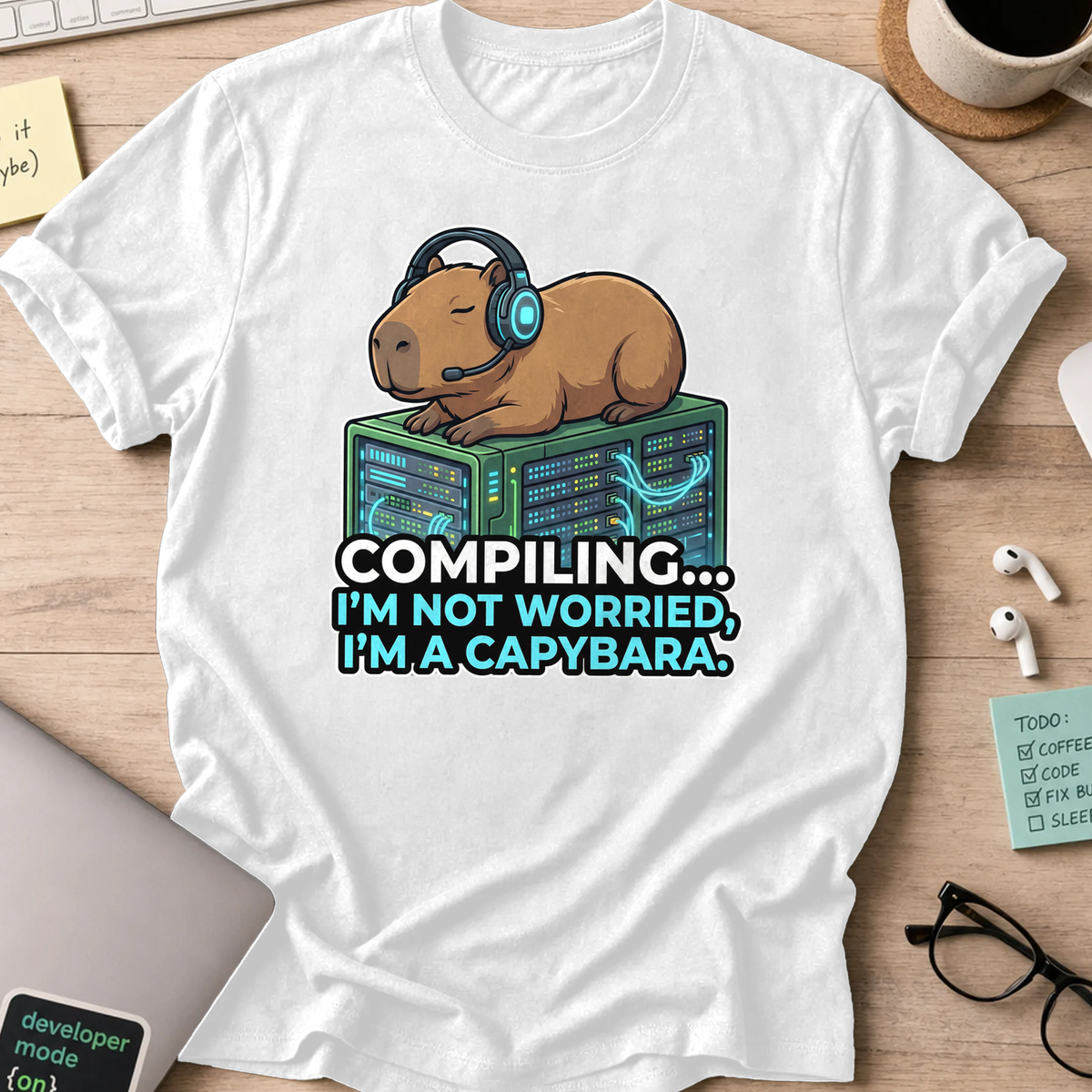 compiling im a capybara shirt - White