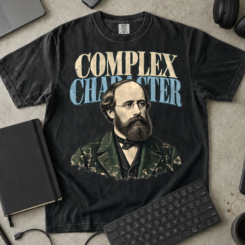 Complex Character Shirt — Black Comfort Colors 1717 flat lay