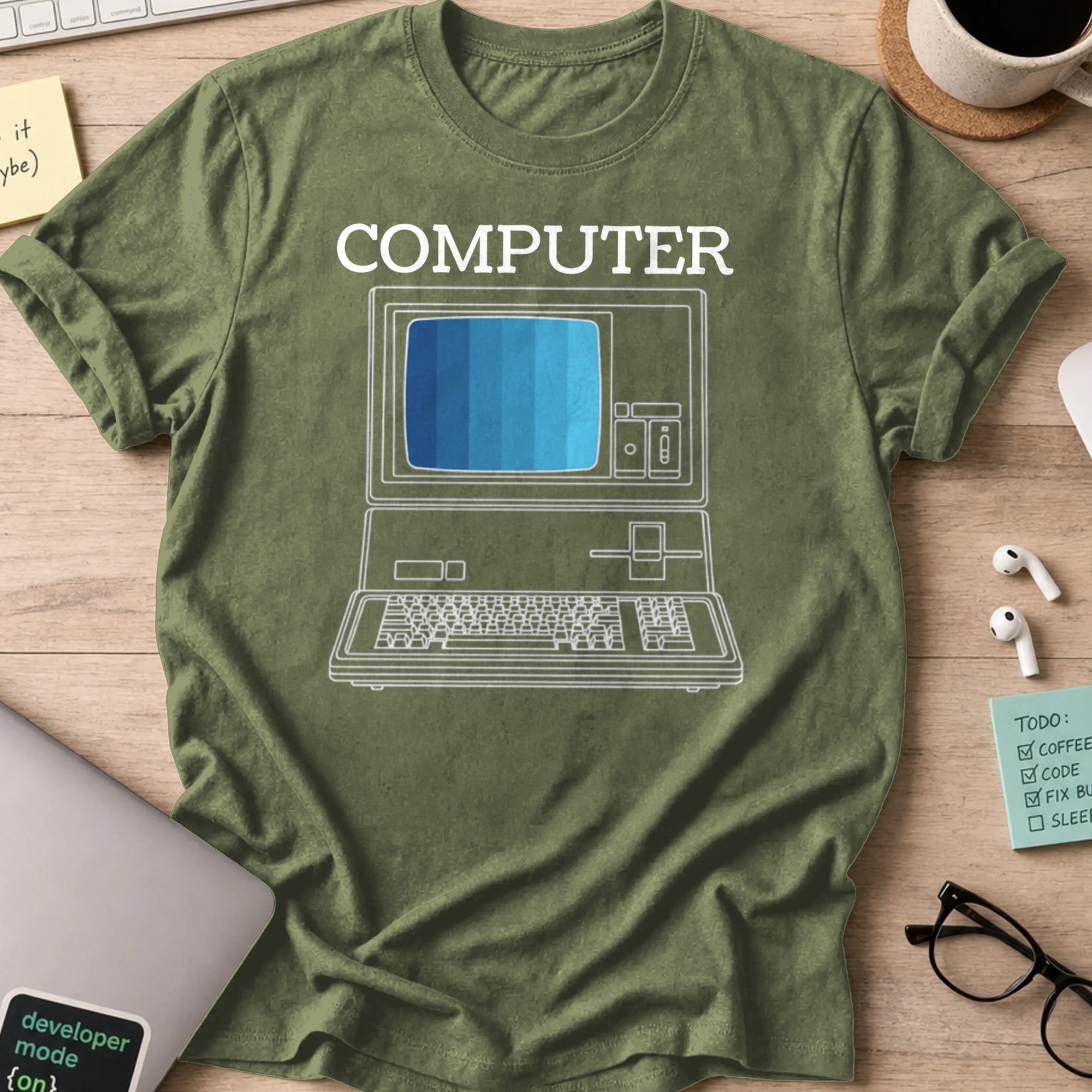 computer shirt - Military Green