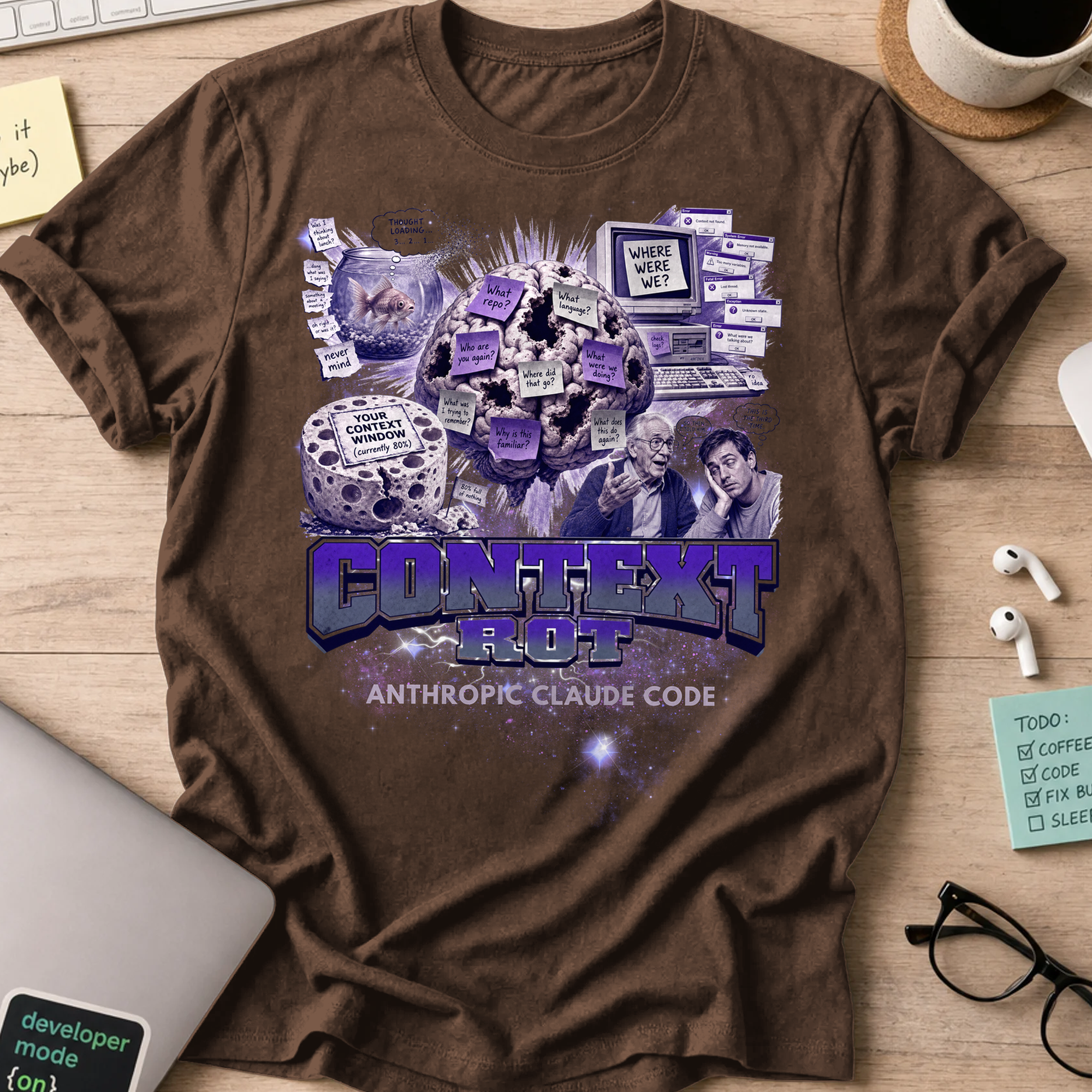 Context Rot Shirt - Dark Chocolate