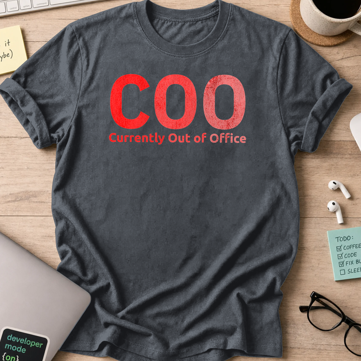 COO currently out of office shirt - Dark Heather