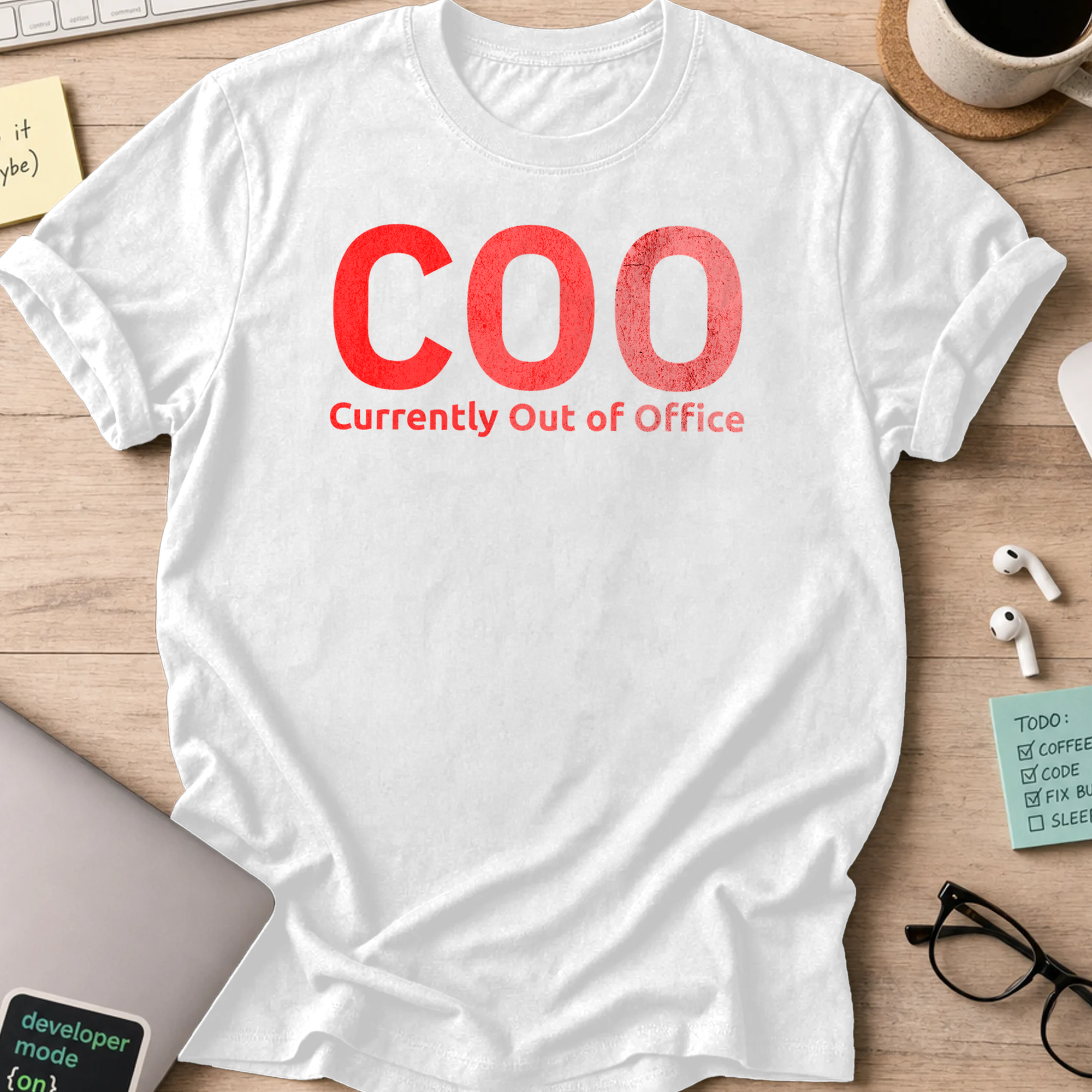 COO currently out of office shirt - White