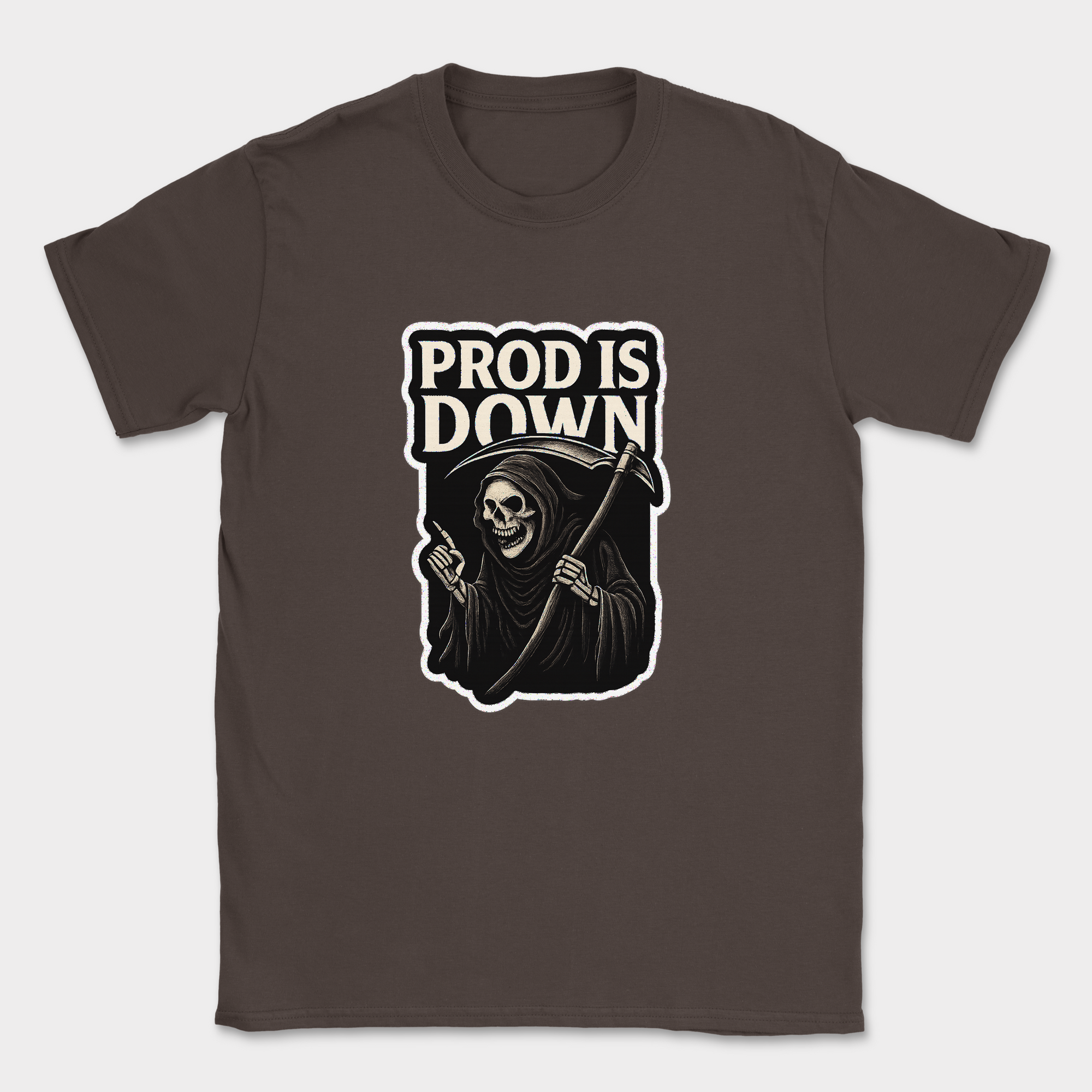 Prod is Down shirt — Dark Chocolate