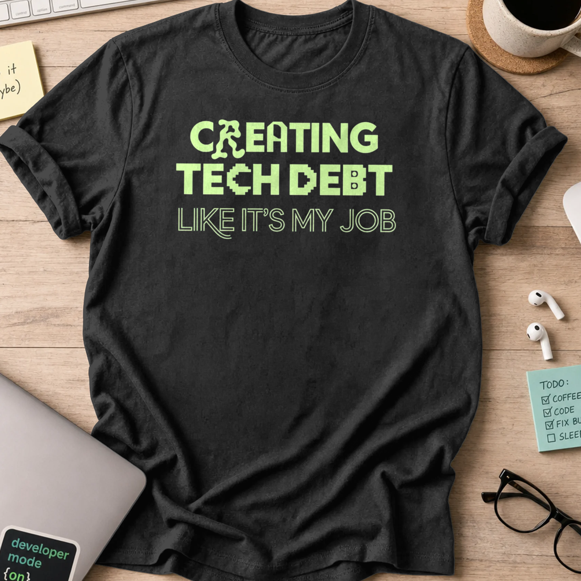 creating tech debt like it's my job shirt - Black