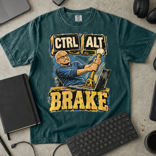 Ctrl Alt Brake Shirt — Blue Spruce Comfort Colors 1717 flat lay
