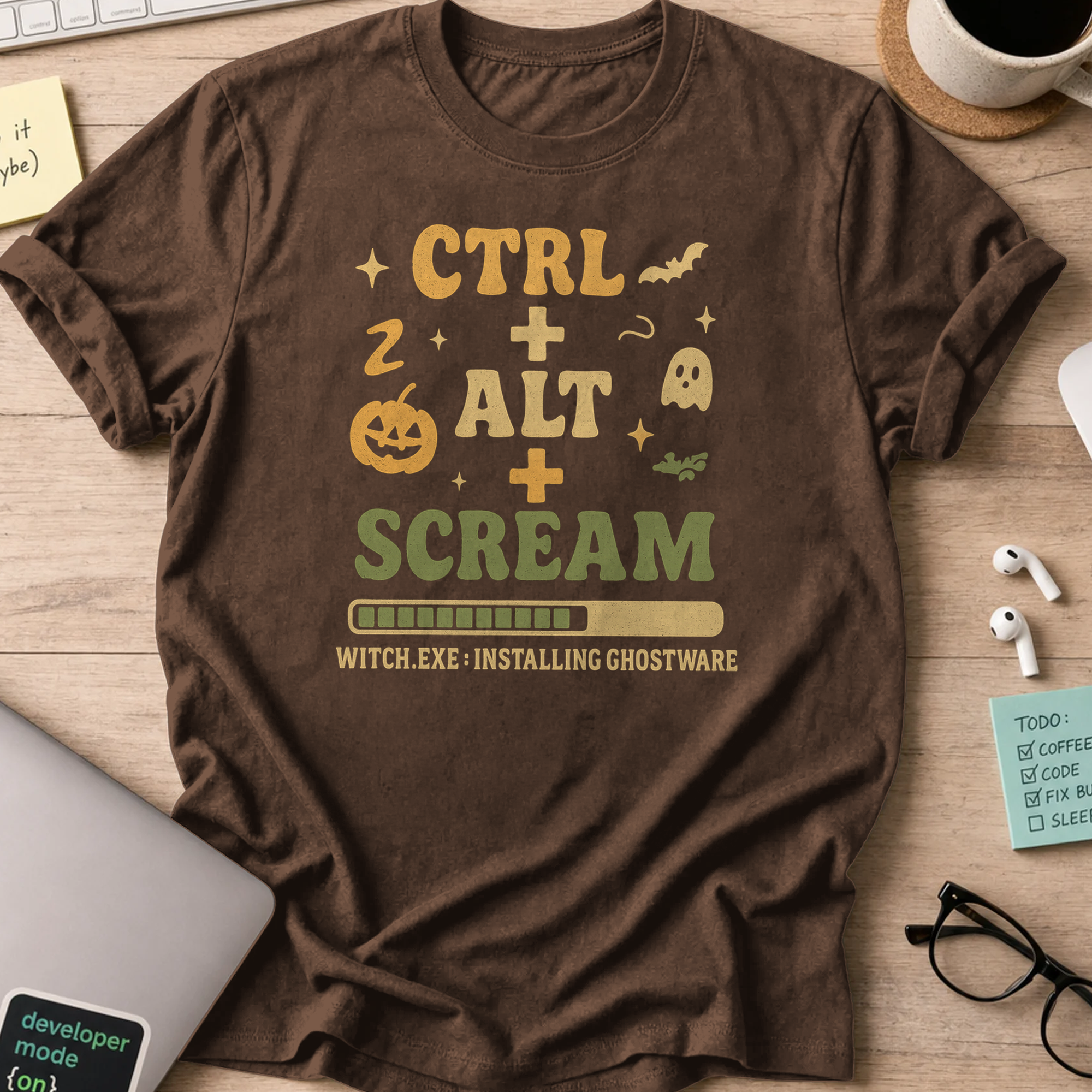 ctrl + alt + scream shirt - Dark Chocolate
