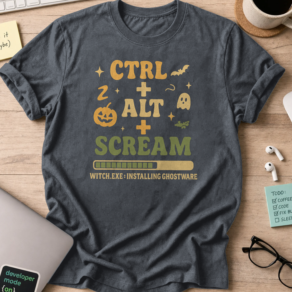 ctrl + alt + scream shirt - Dark Heather