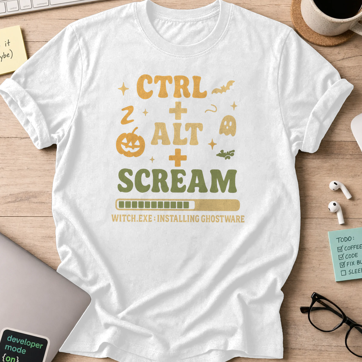 ctrl + alt + scream shirt - White
