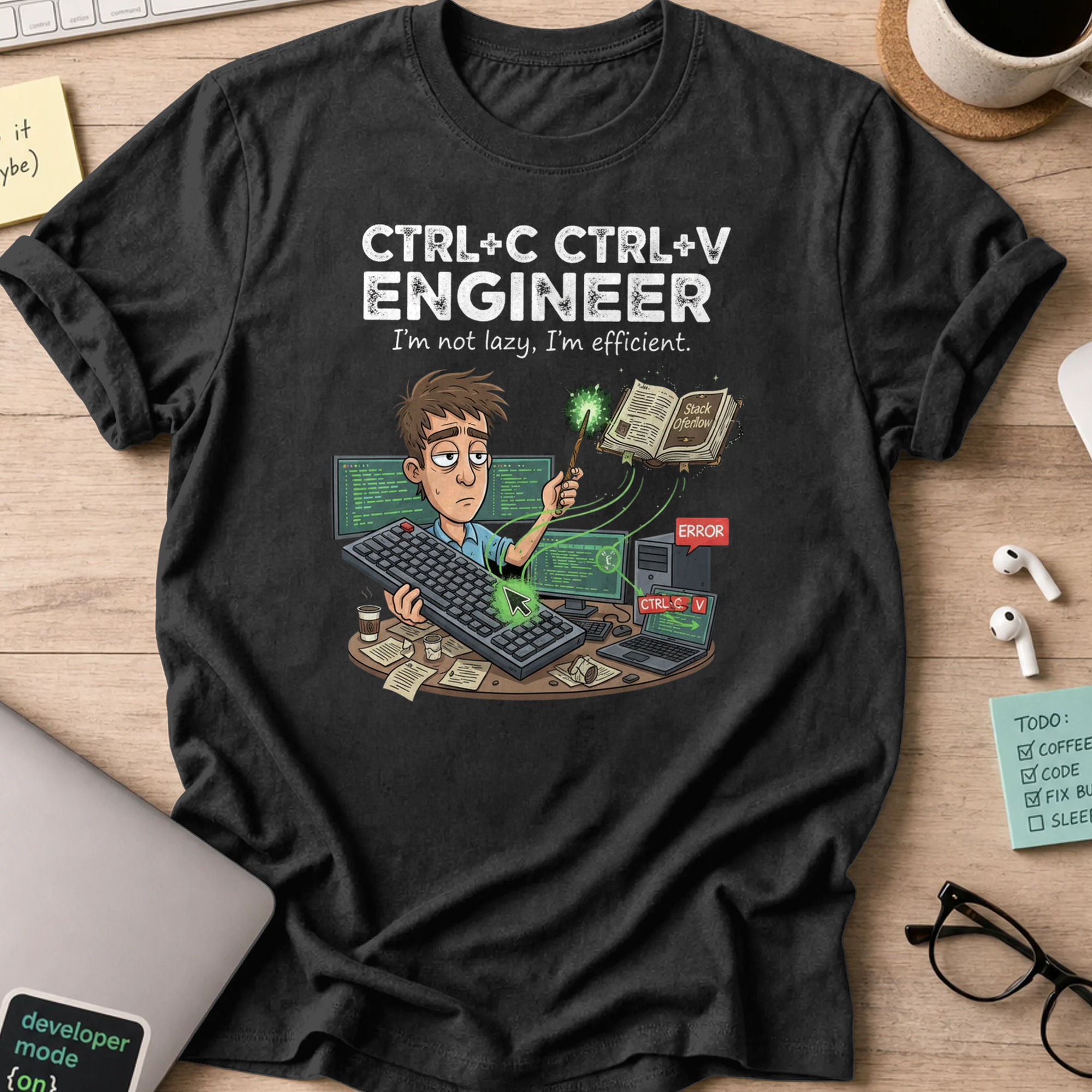 ctrl c ctrl v engineer shirt - Black