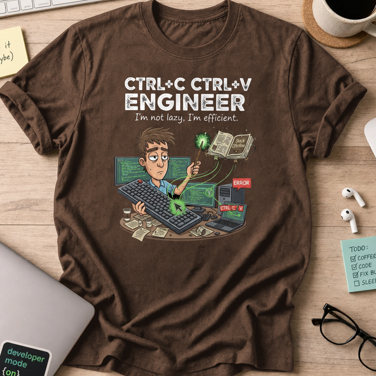 ctrl c ctrl v engineer shirt - Dark Chocolate