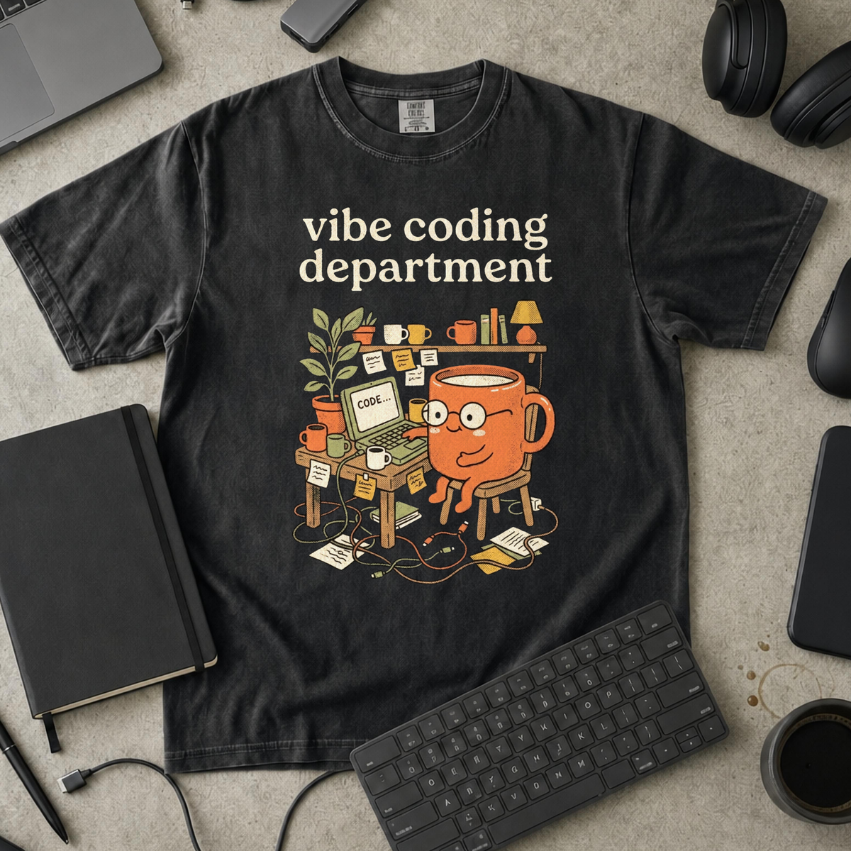 Cute Vibe Coding Department Premium Shirt — black Premium Shirt mock-up
