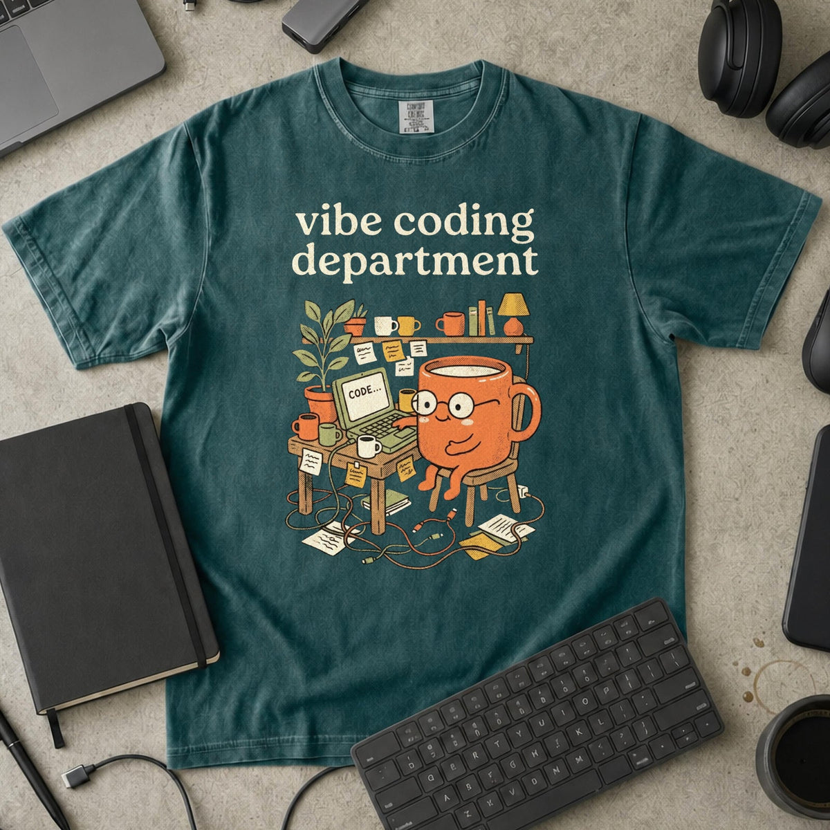 Cute Vibe Coding Department Premium Shirt — blue spruce Premium Shirt mock-up