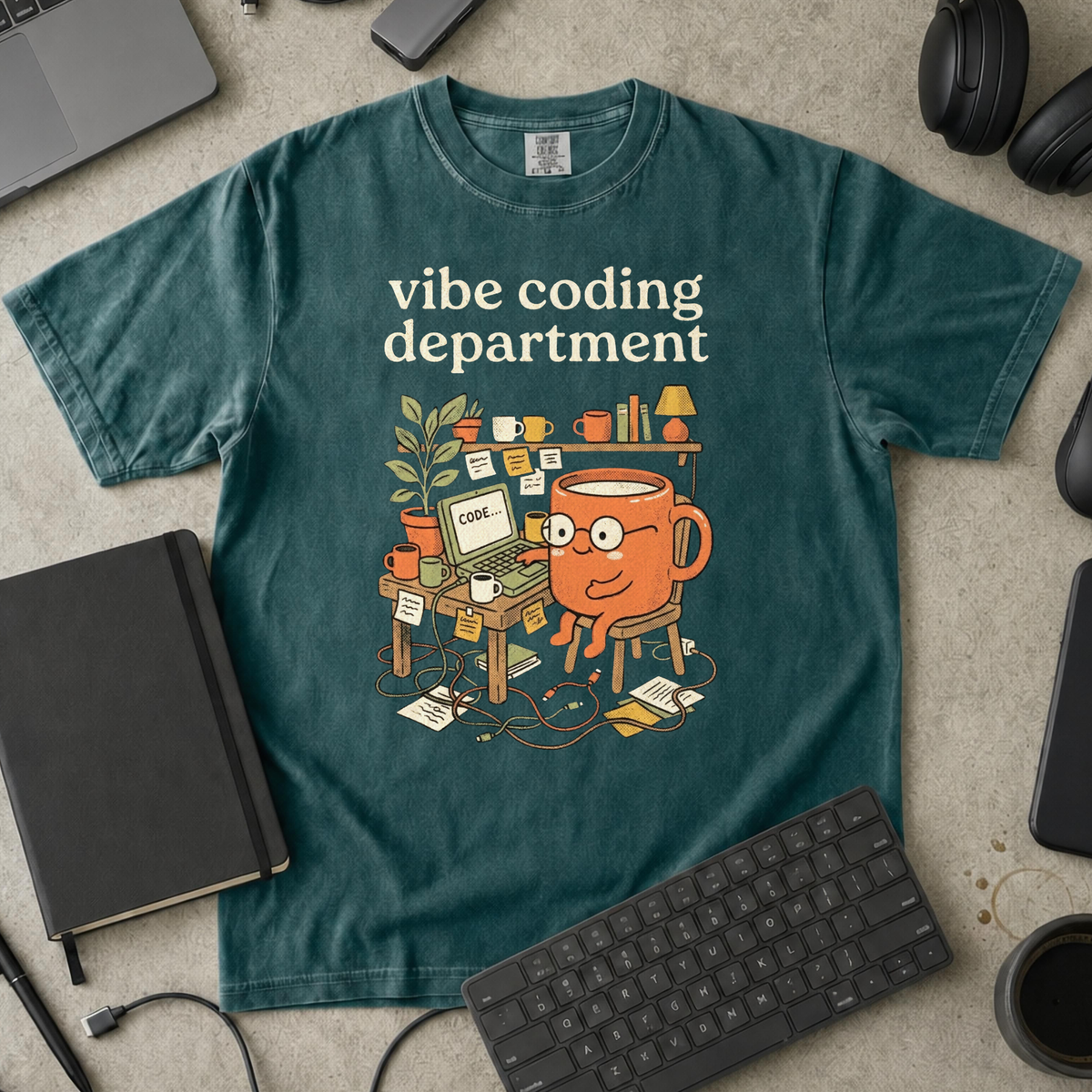 Cute Vibe Coding Department Premium Shirt — blue spruce Premium Shirt mock-up