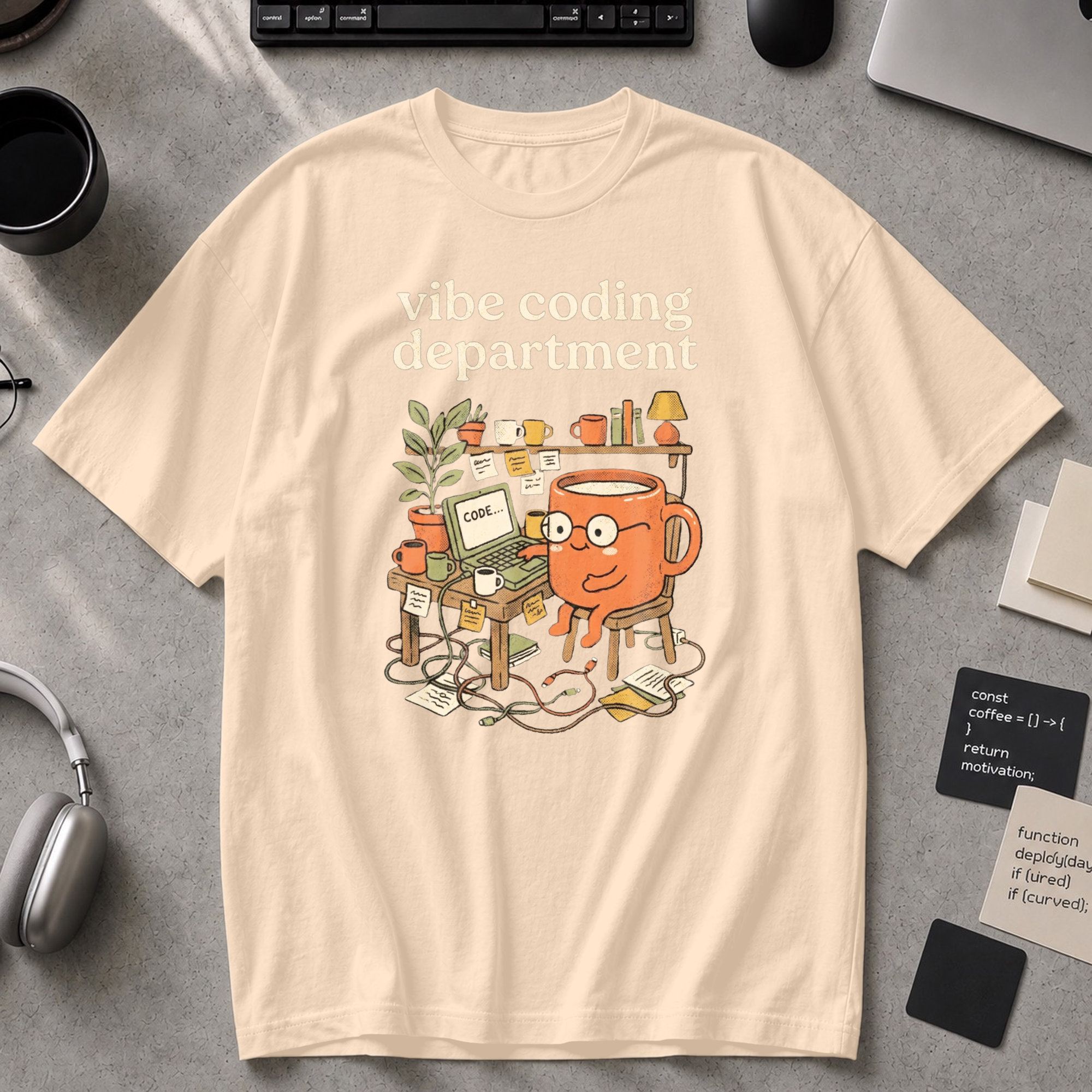 Cute Vibe Coding Department Premium Shirt - Ivory