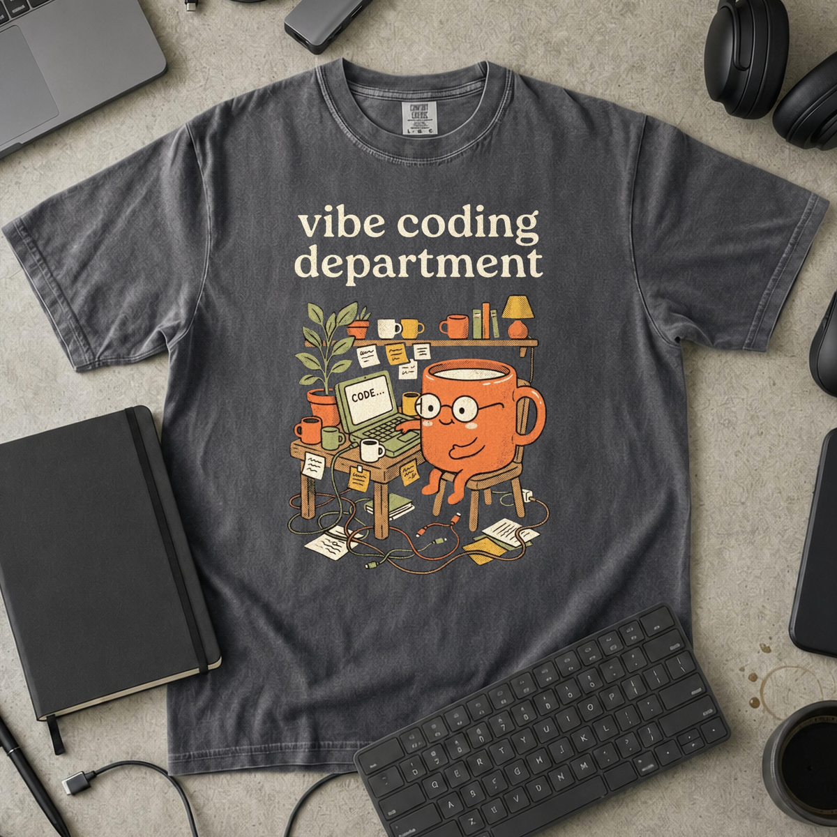 Cute Vibe Coding Department Premium Shirt — pepper Premium Shirt mock-up