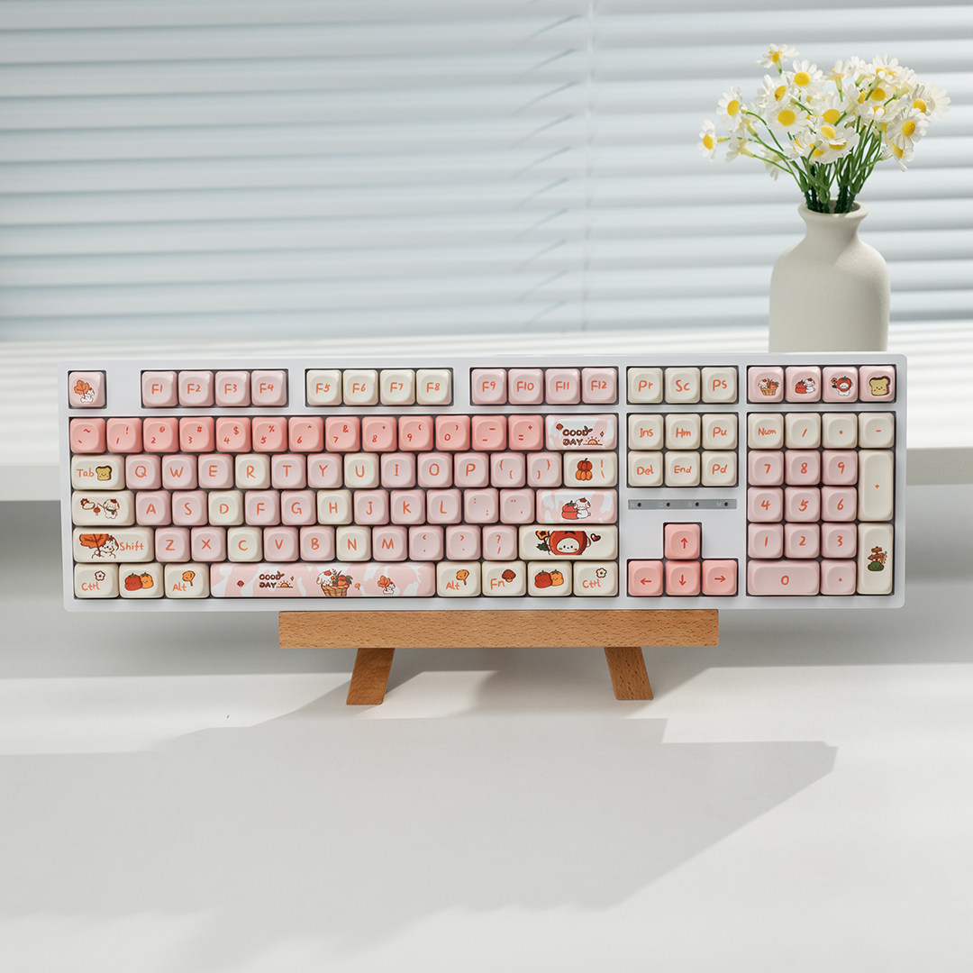 108-Key Mechanical Keyboard, Three-Mode Wired, Wireless, Bluetooth, Hot-Swappable, Suitable for Girls, Office, Gaming, Cute Rgb Lighting