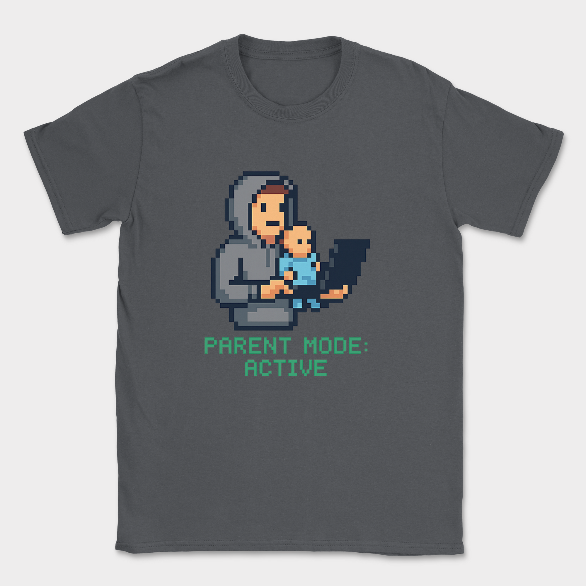 DAD parent mode active shirt — Dark Heather Grey