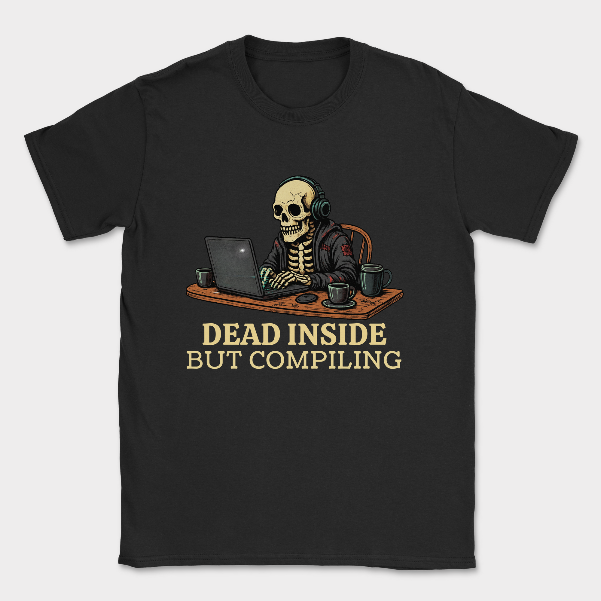 dead inside but compiling shirt — Black