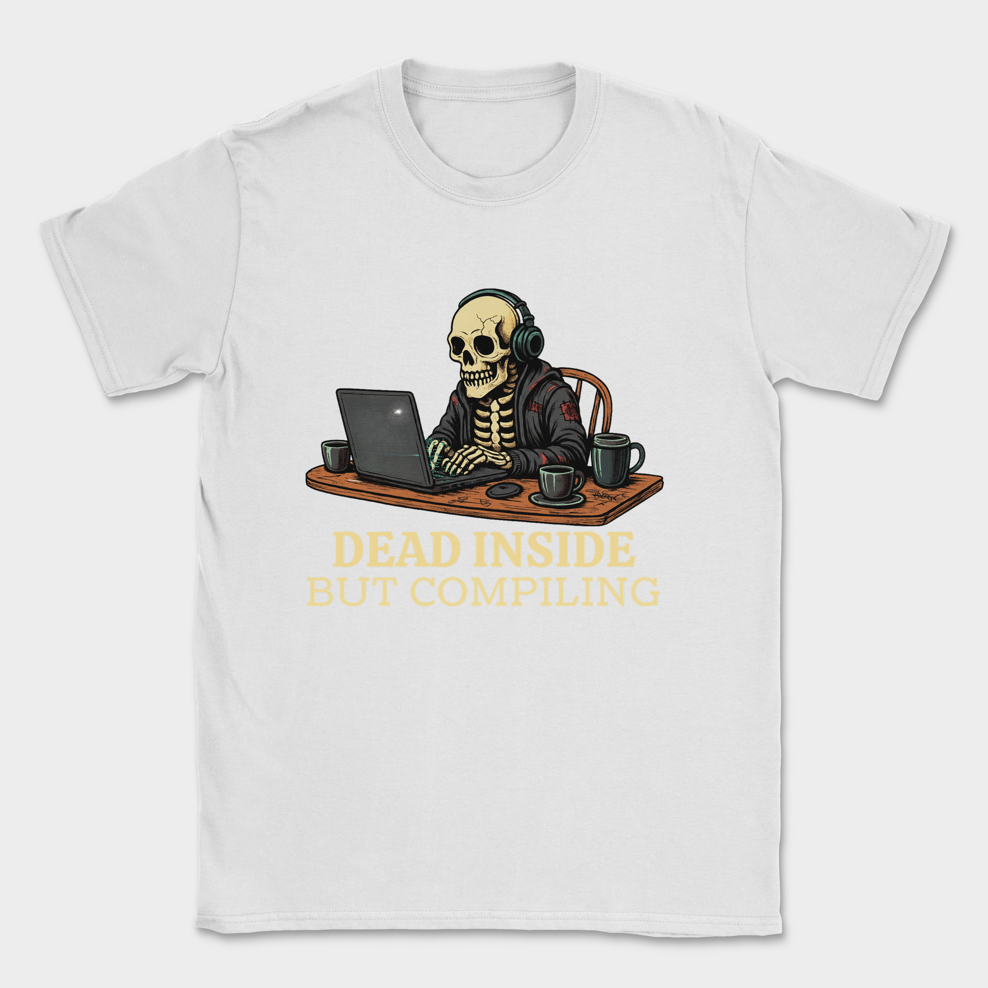 dead inside but compiling shirt — White