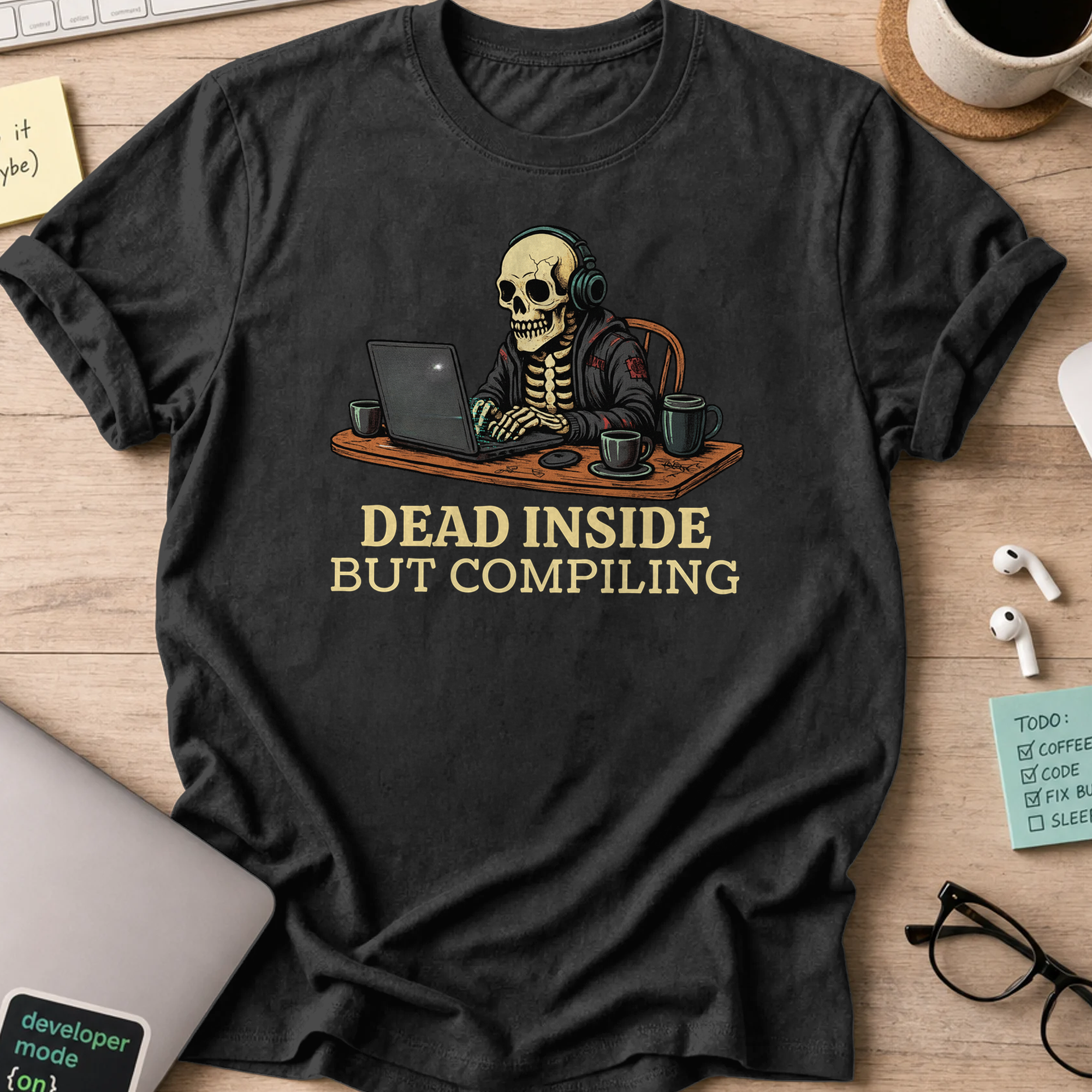 dead inside but compiling shirt - Black