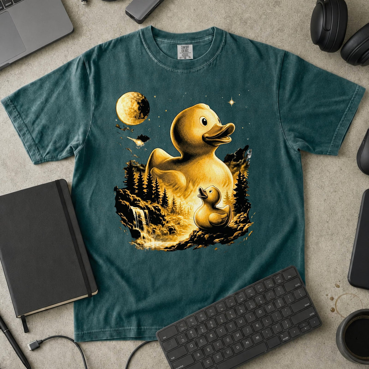 Debug Duck Midnight Premium Shirt — blue spruce Premium Shirt mock-up