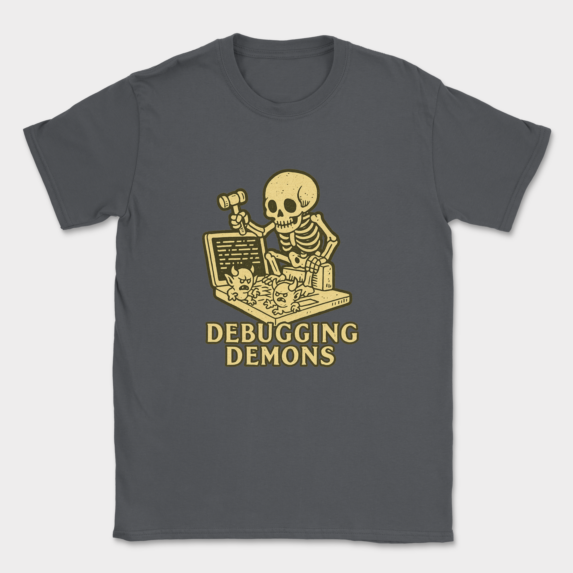 debugging demons shirt — Dark Heather Grey