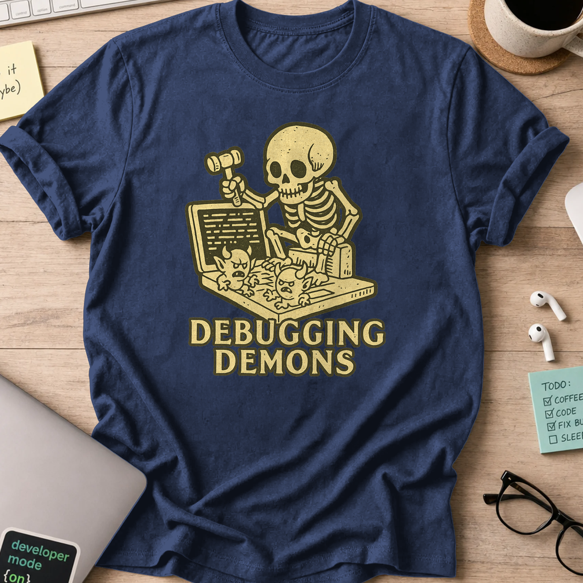 debugging demons shirt - Navy
