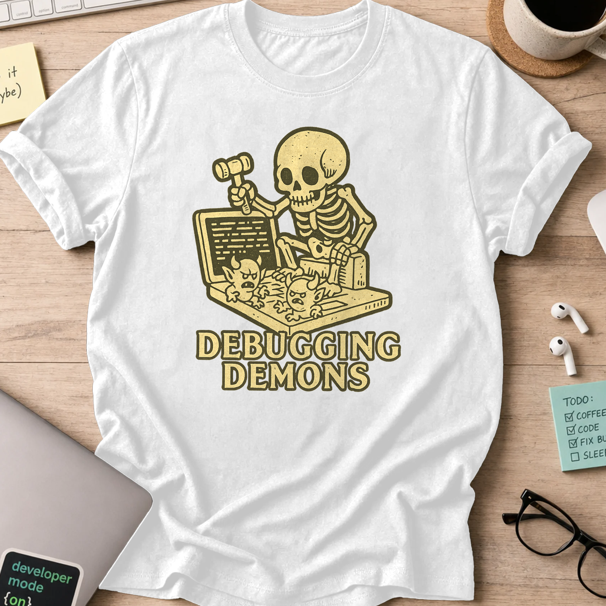 debugging demons shirt - White