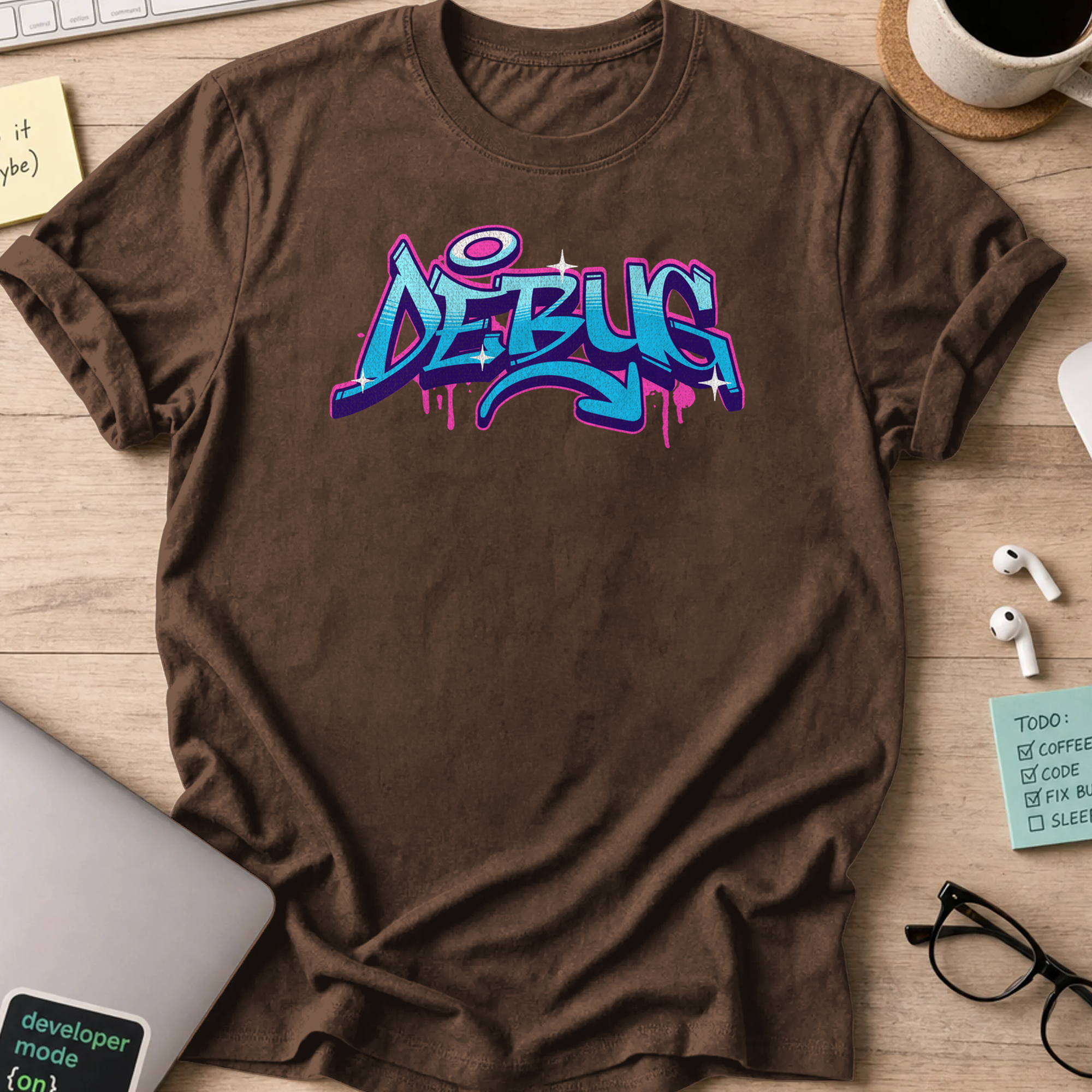 debug grafitti shirt - Dark Chocolate